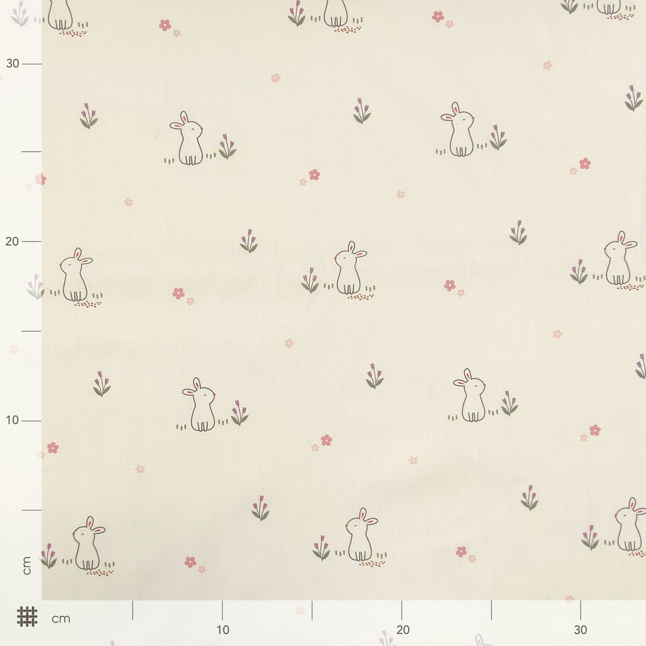 Popeline de coton avec fantaisie de lapin