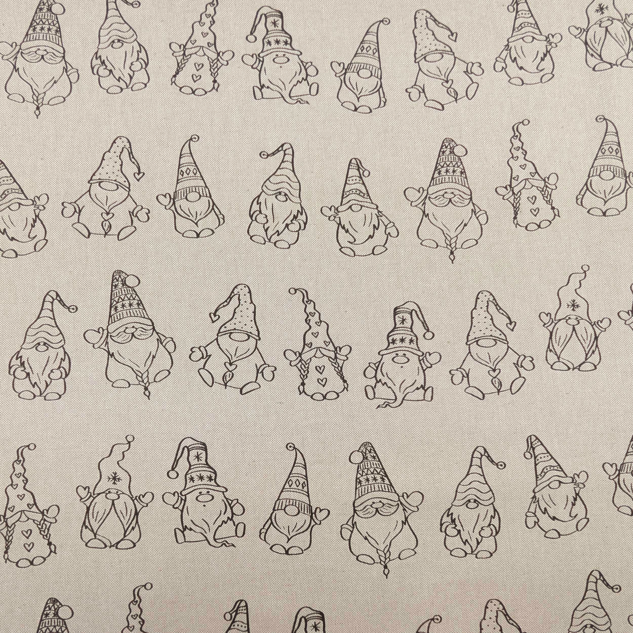 Panama fabric with Christmas gnome pattern Image