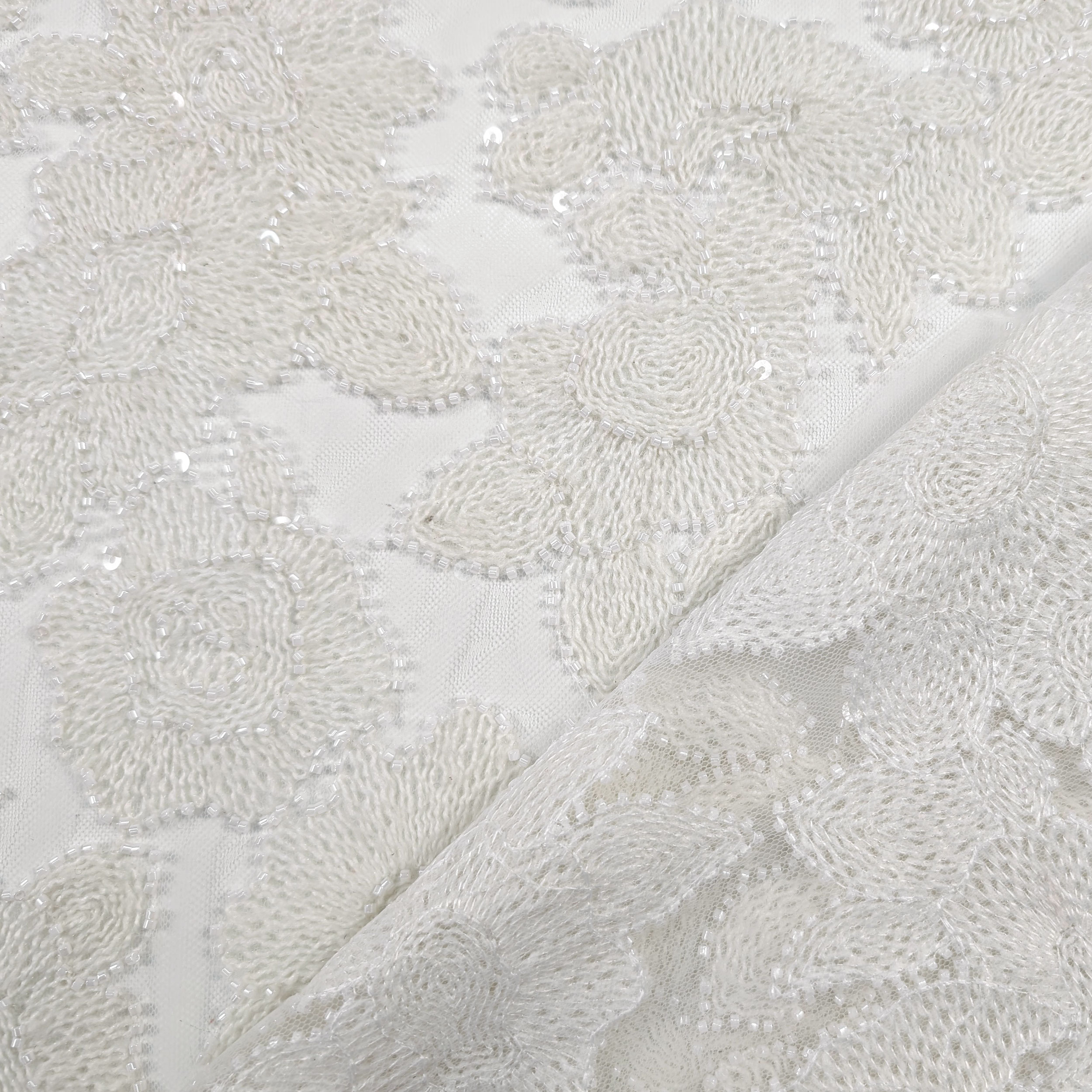 Lace Rose Wool Sequins White Image