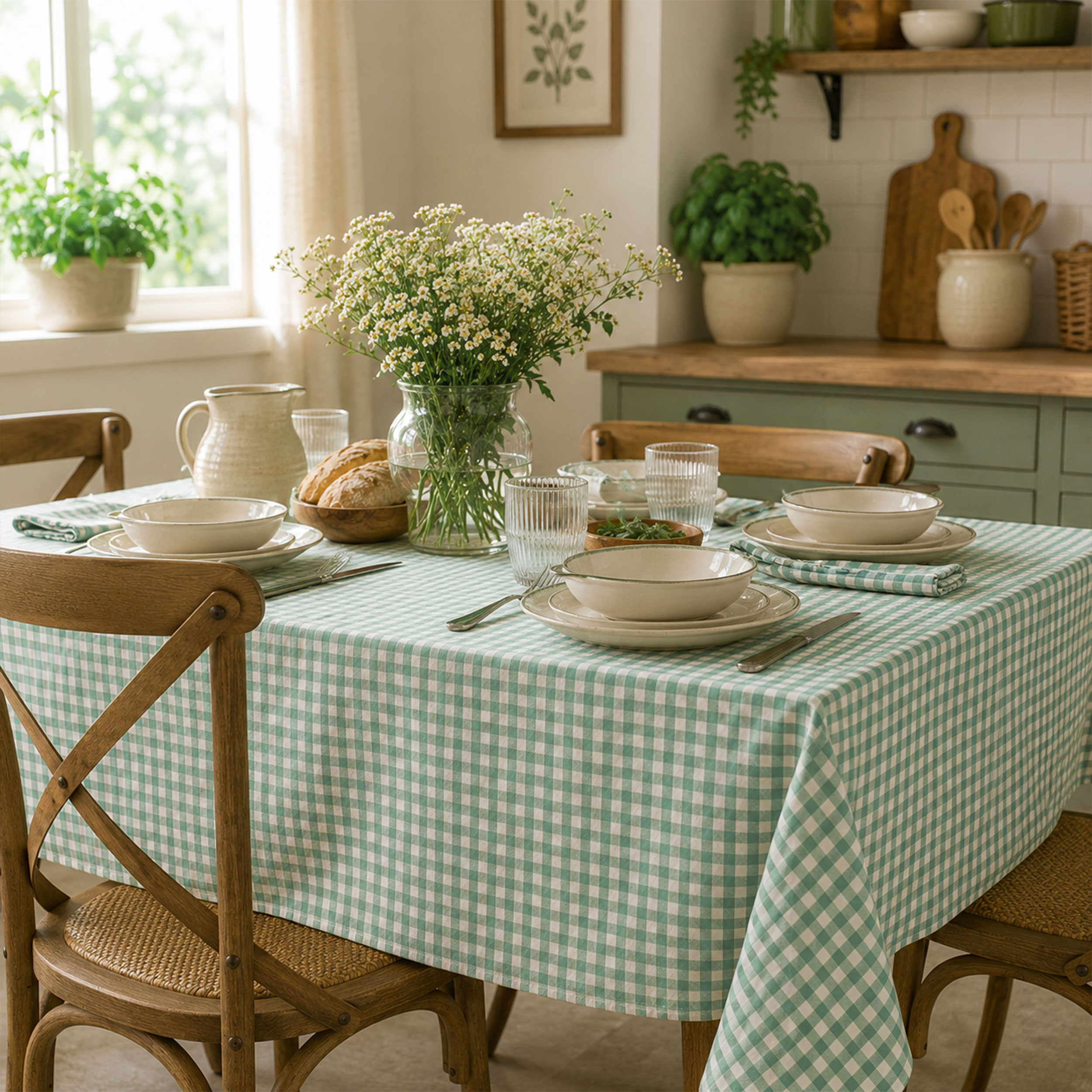 Washed Cotton Yarn Dyed Check Mint Image
