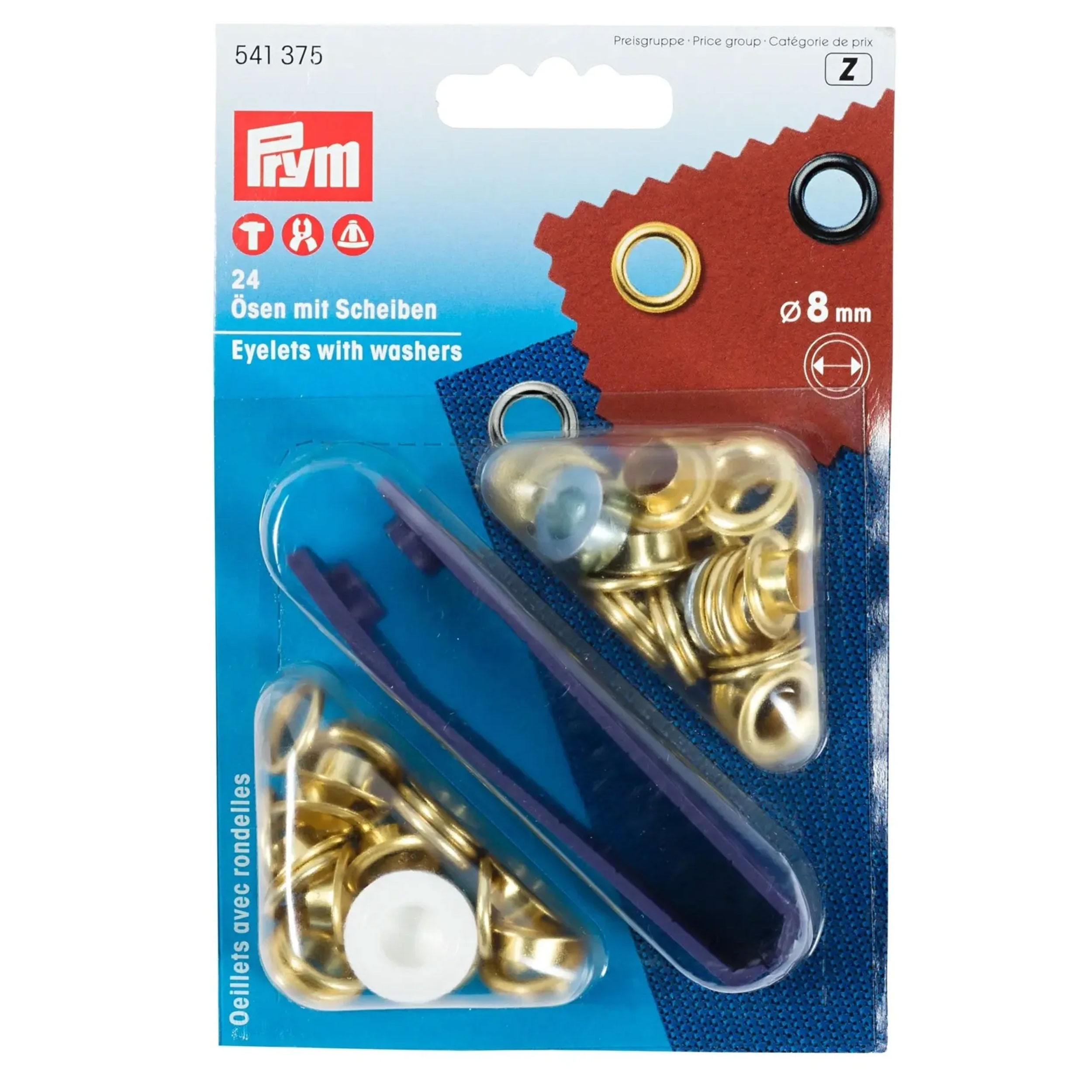 Ösen mit Unterlegscheiben Prym Gold 8 mm