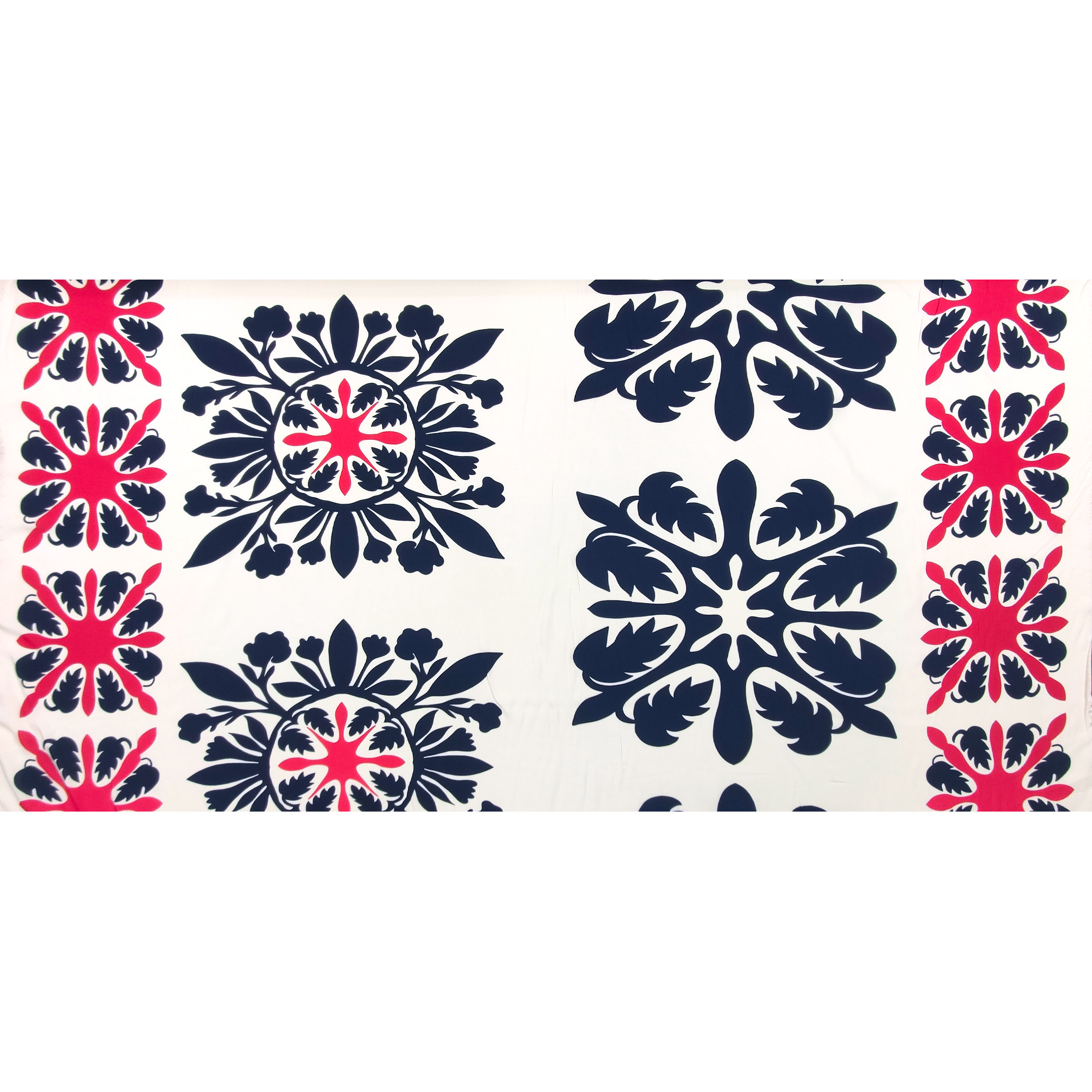 Tissu de coton Arabesc Fantaisie bleue et rouge