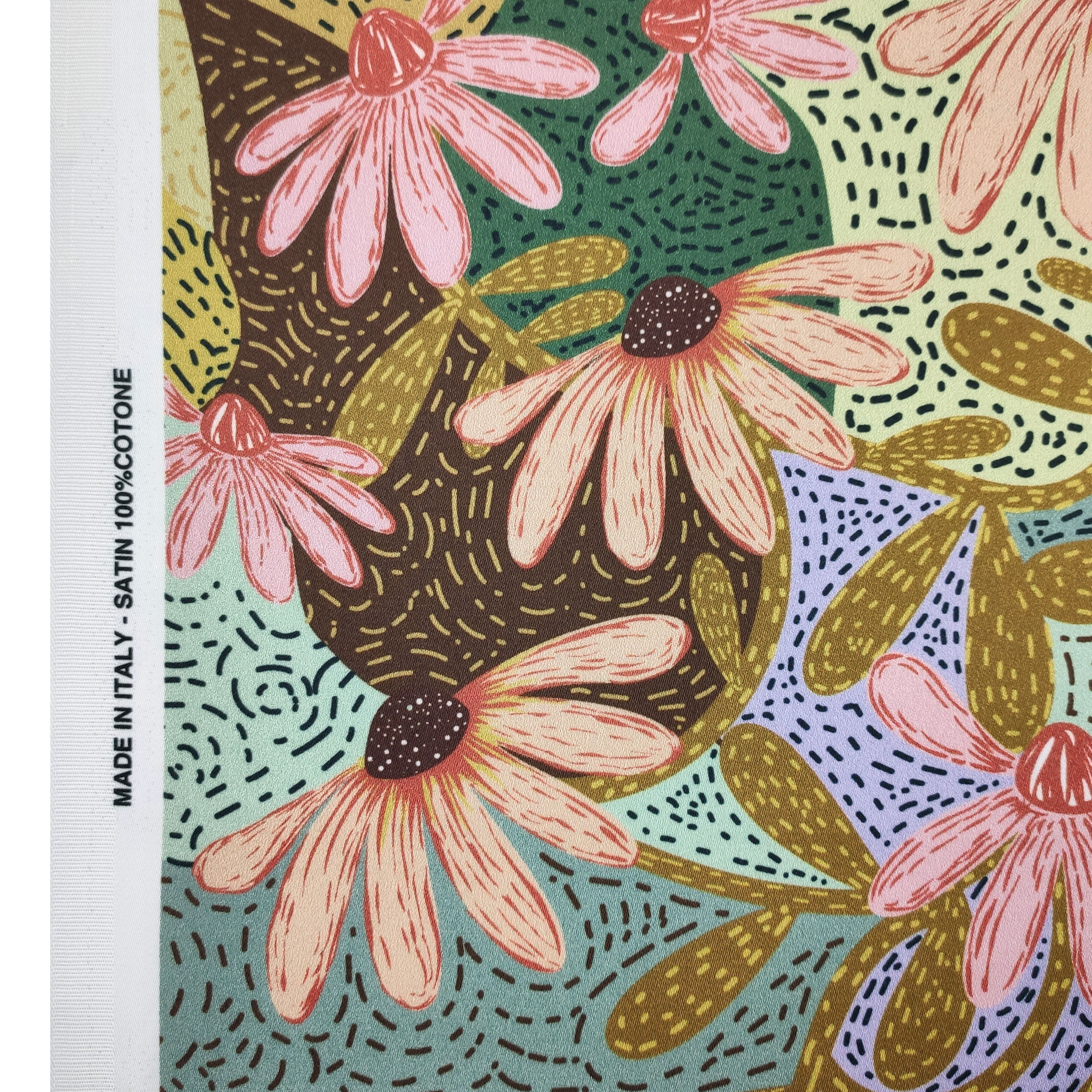 Abstract Floral Fantasy Cotton Satin