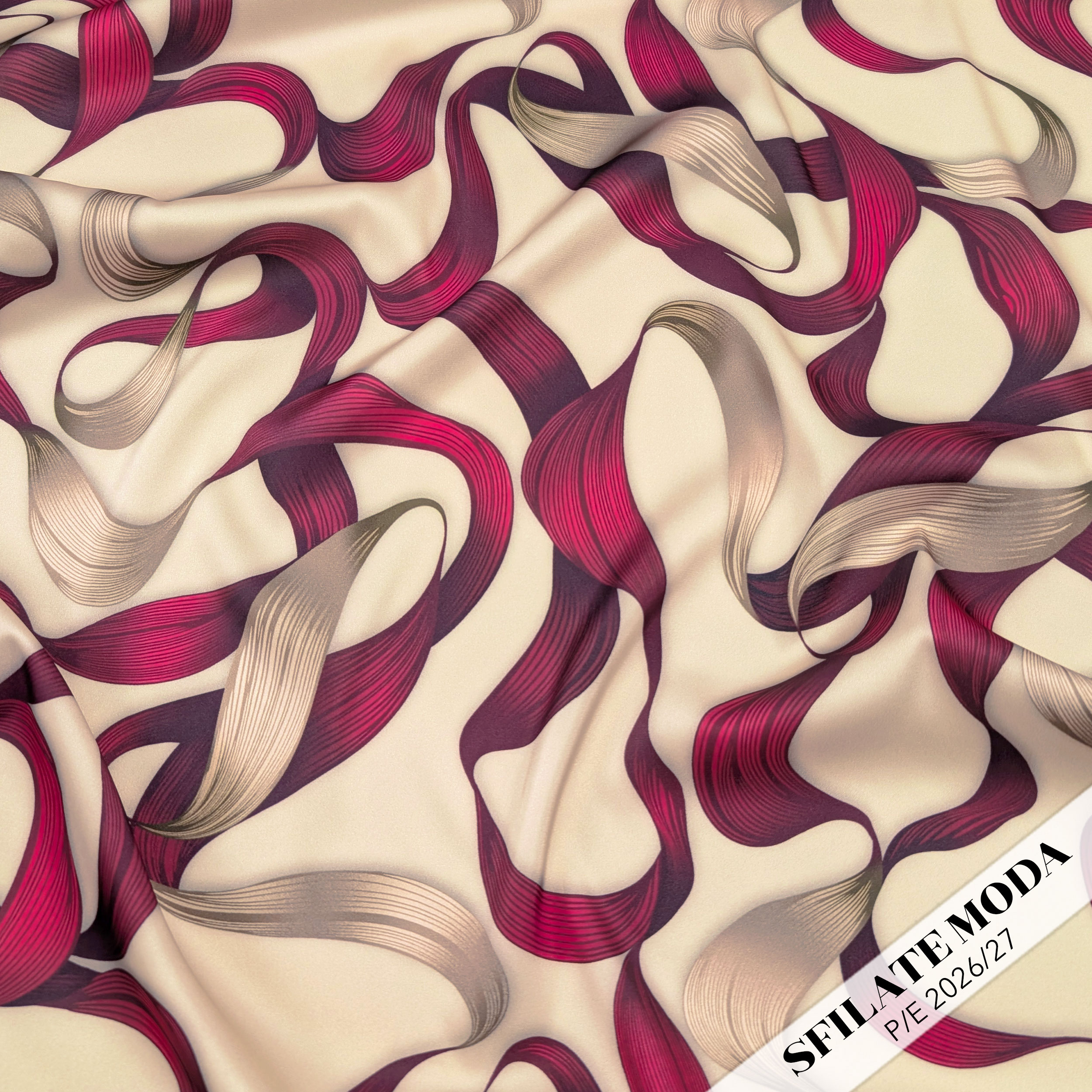 Ensemble de satin Haute Mode Abstract Fantasy Fuxia Image