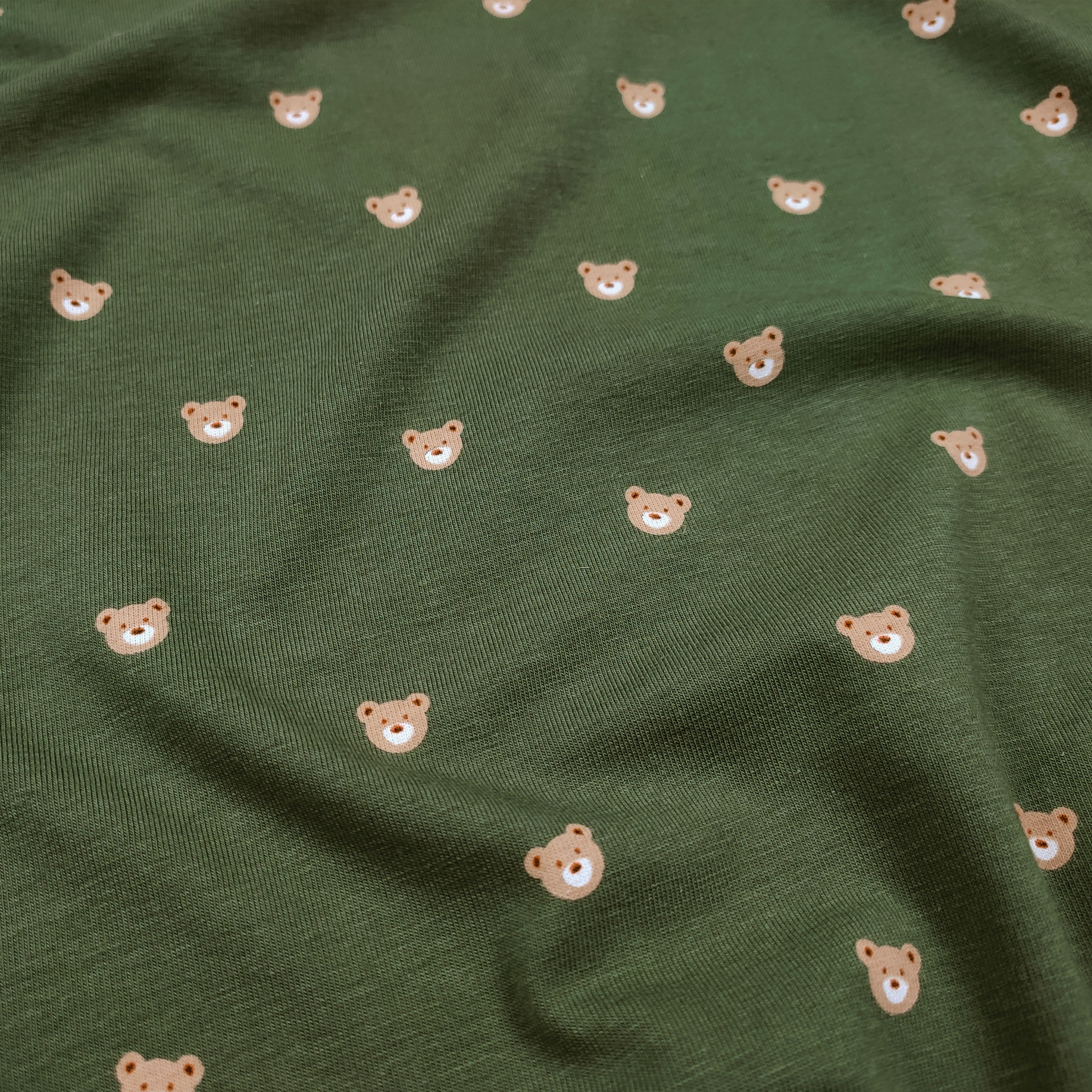 Jersey de coton Fond Bears Vert Militaire
