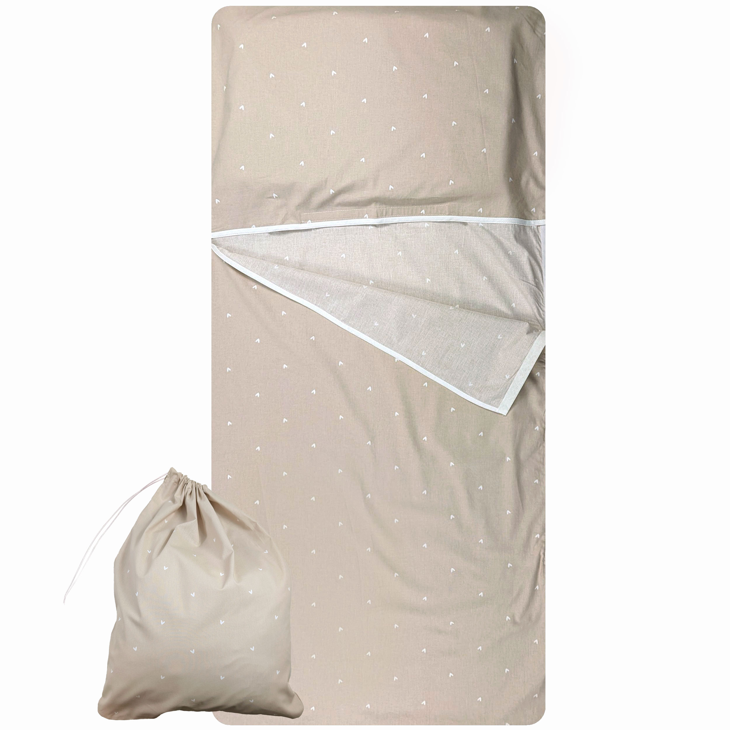 Summer Sleeping Bag Hearts Background Beige Image