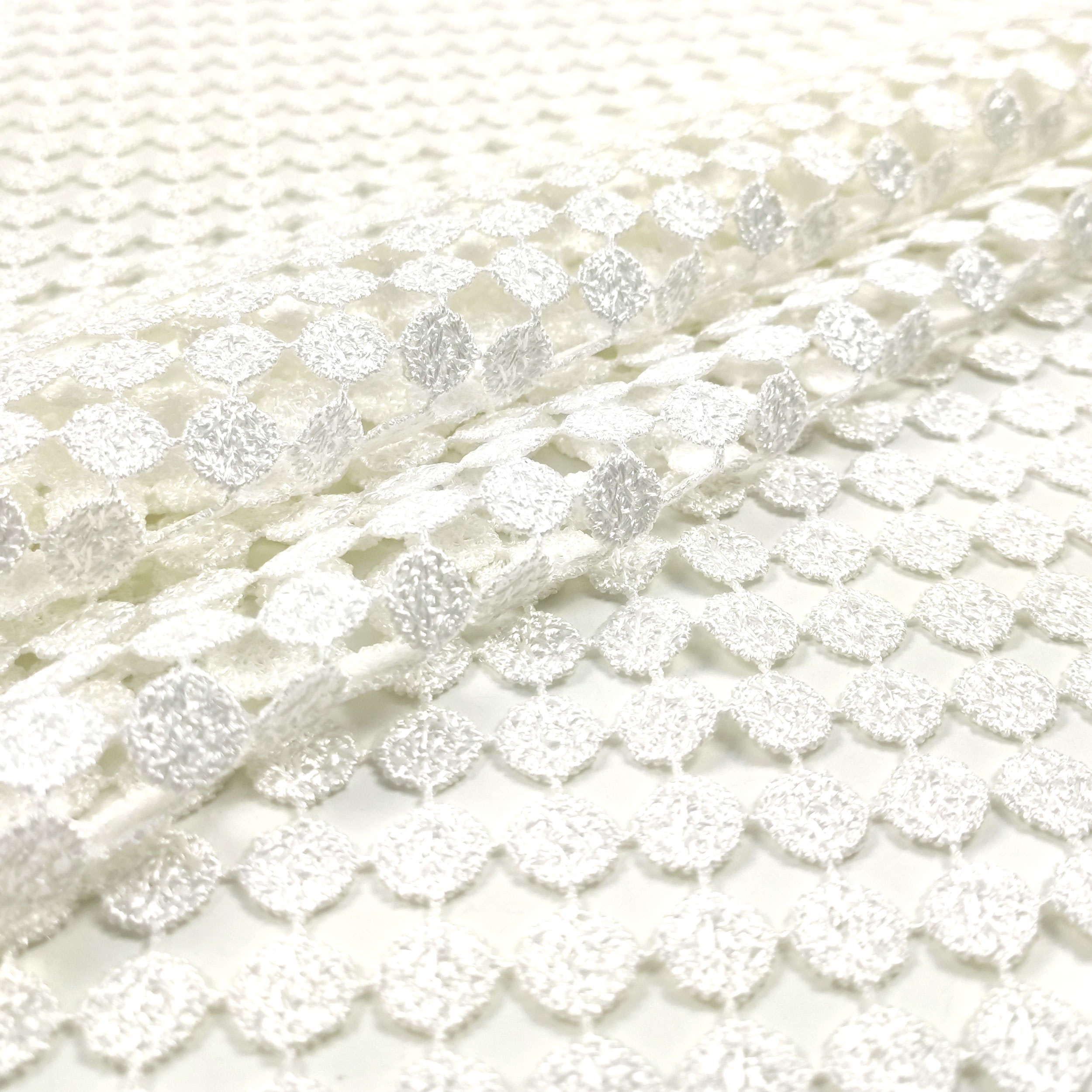 Tissu de rideau macramé à pois