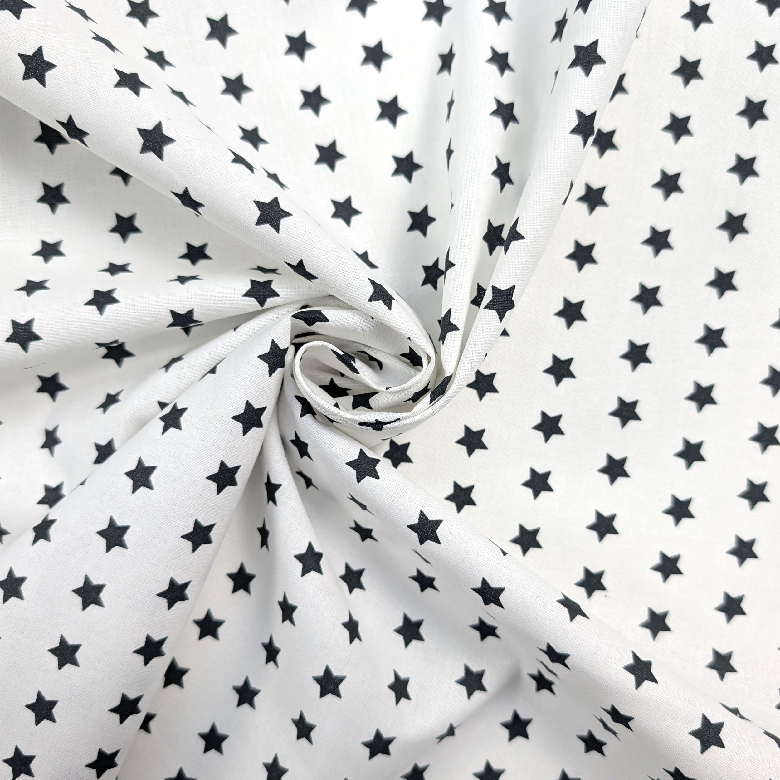 Black Stars on a White Background Cotton Image