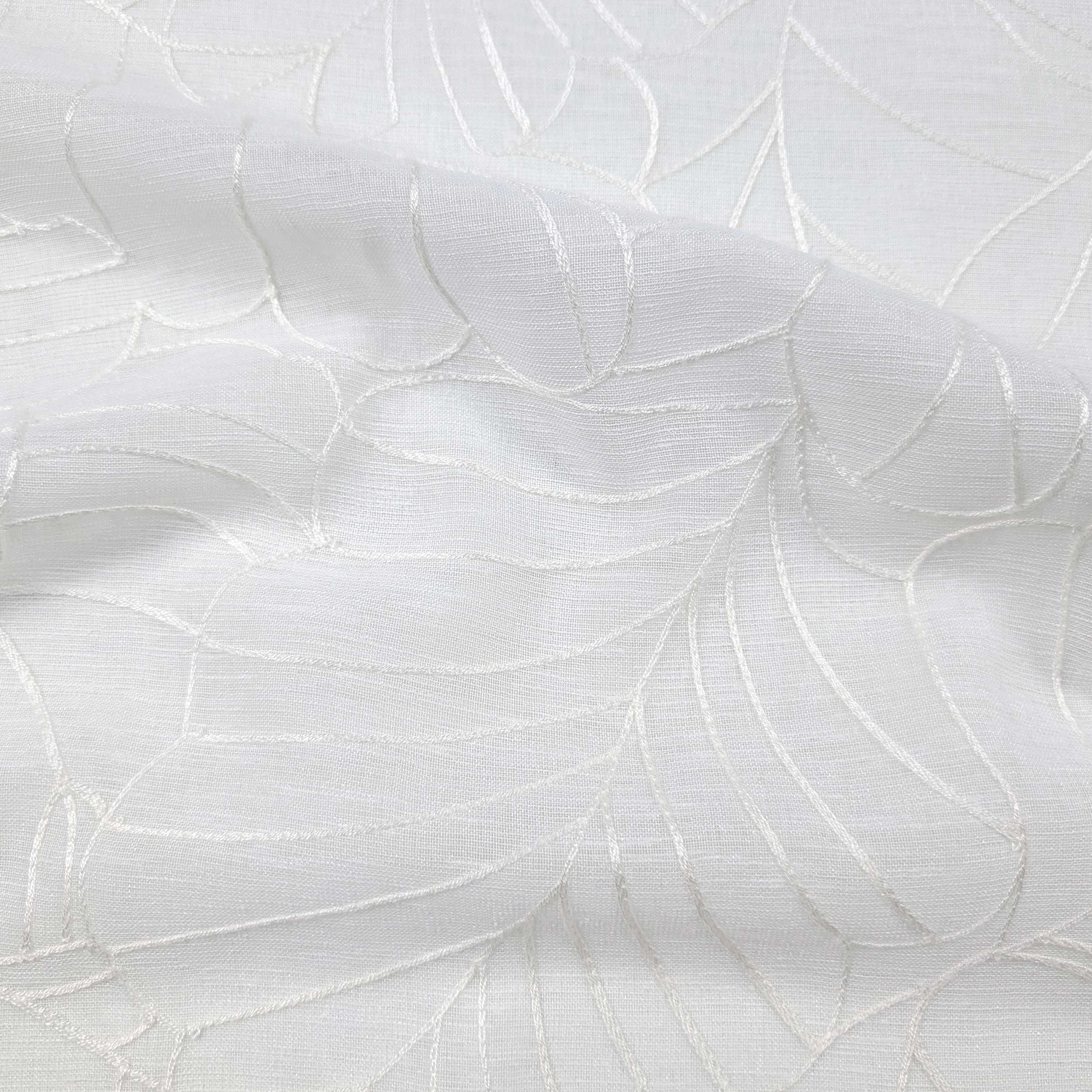 Abstract Floral Curtain Fabric White Image