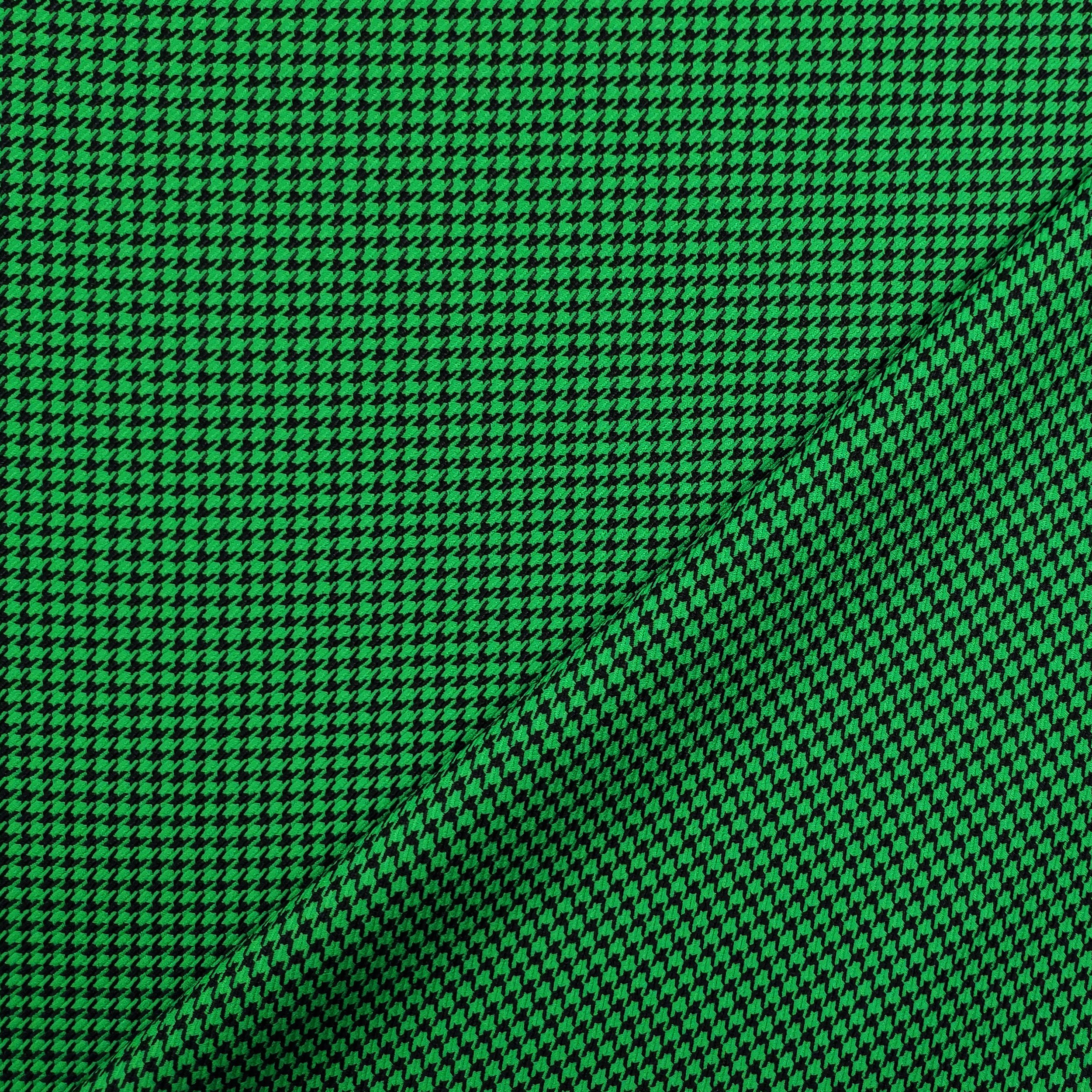 Tissu Pied de Poule Fond noir fond vert