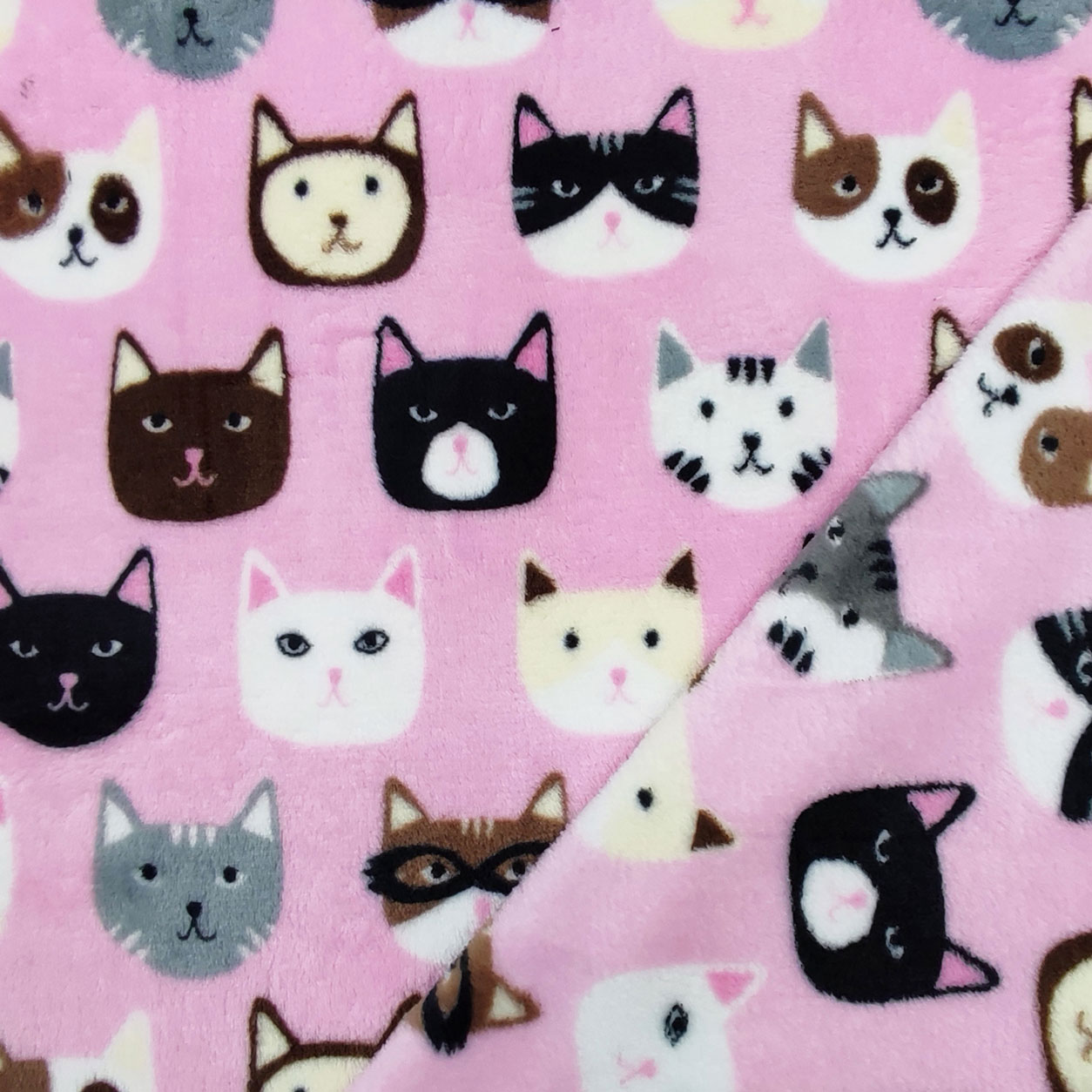 Vellón Cachemira Gatos Fondo Rosa