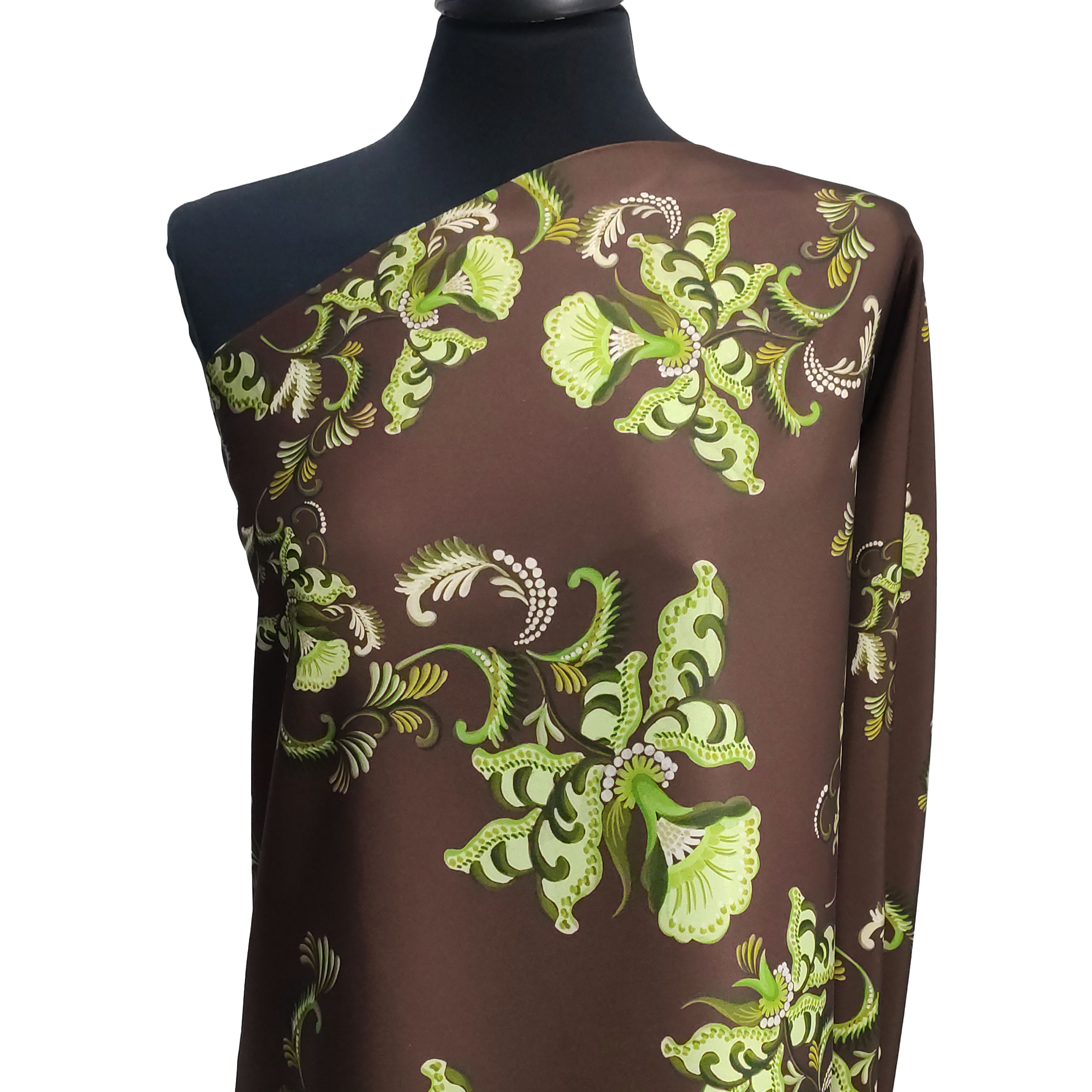 Satin Set High Fashion Cashmere Floral Fantasy Green