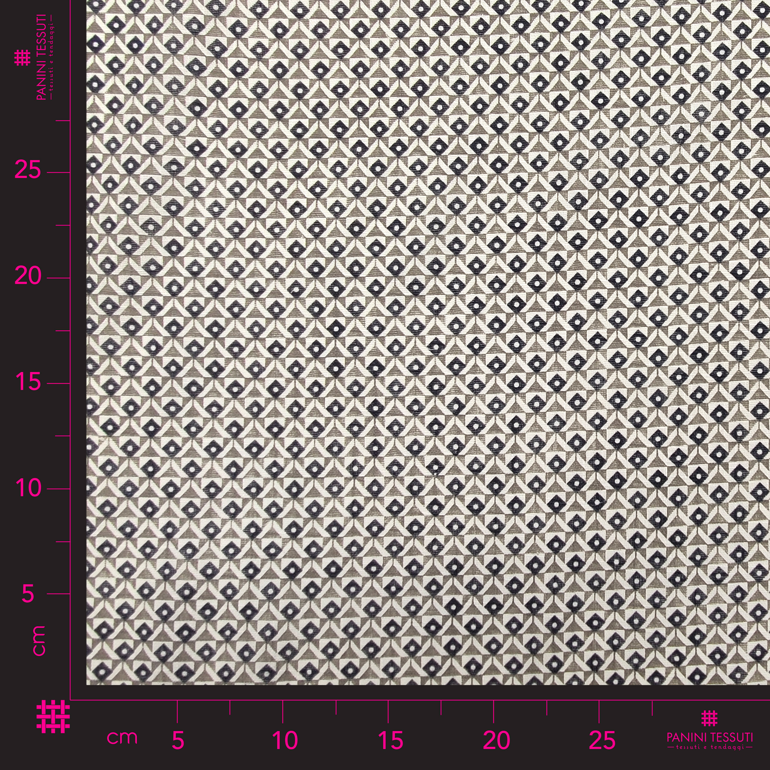 Tissu de coton géométrique gris et bleu Image