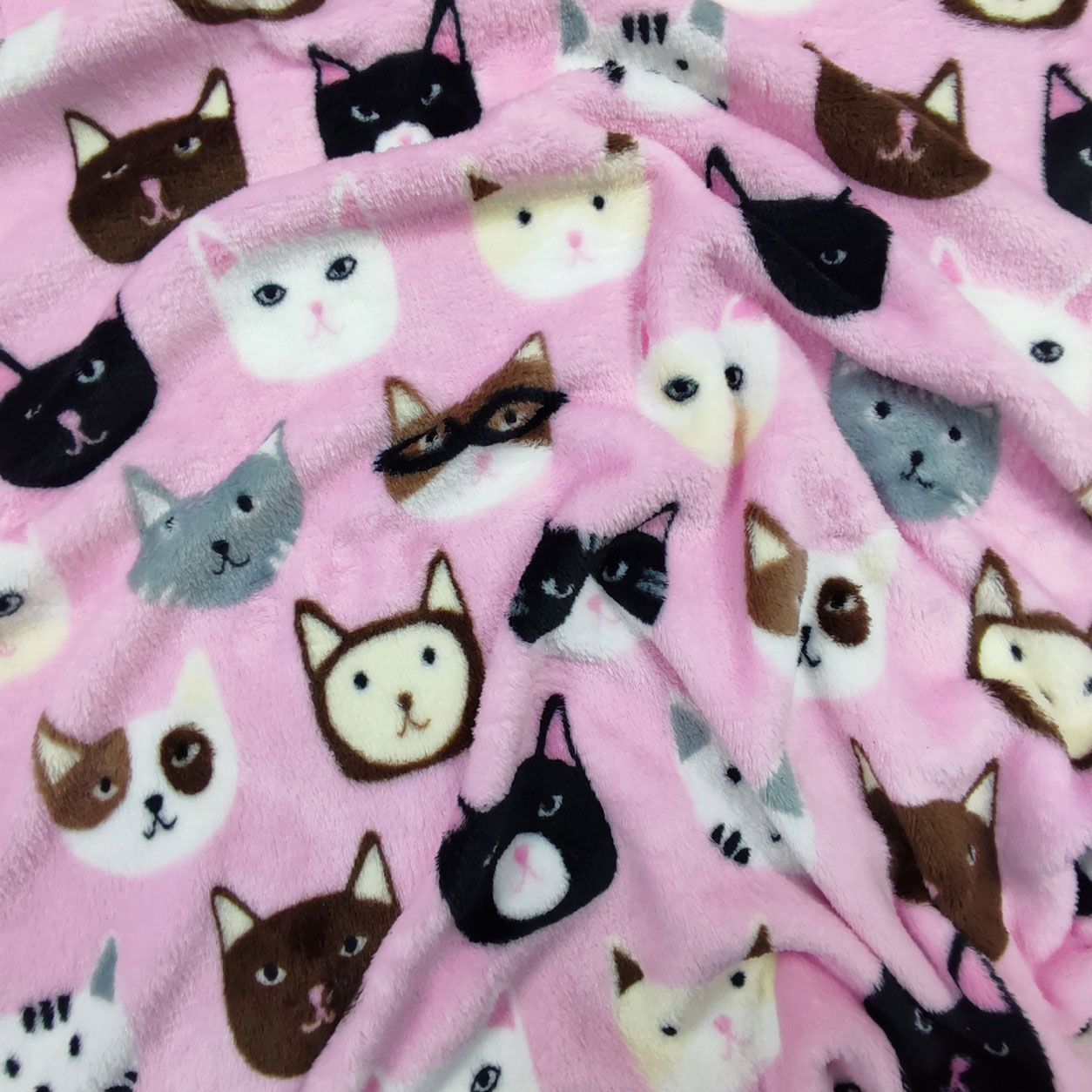 Vellón Cachemira Gatos Fondo Rosa