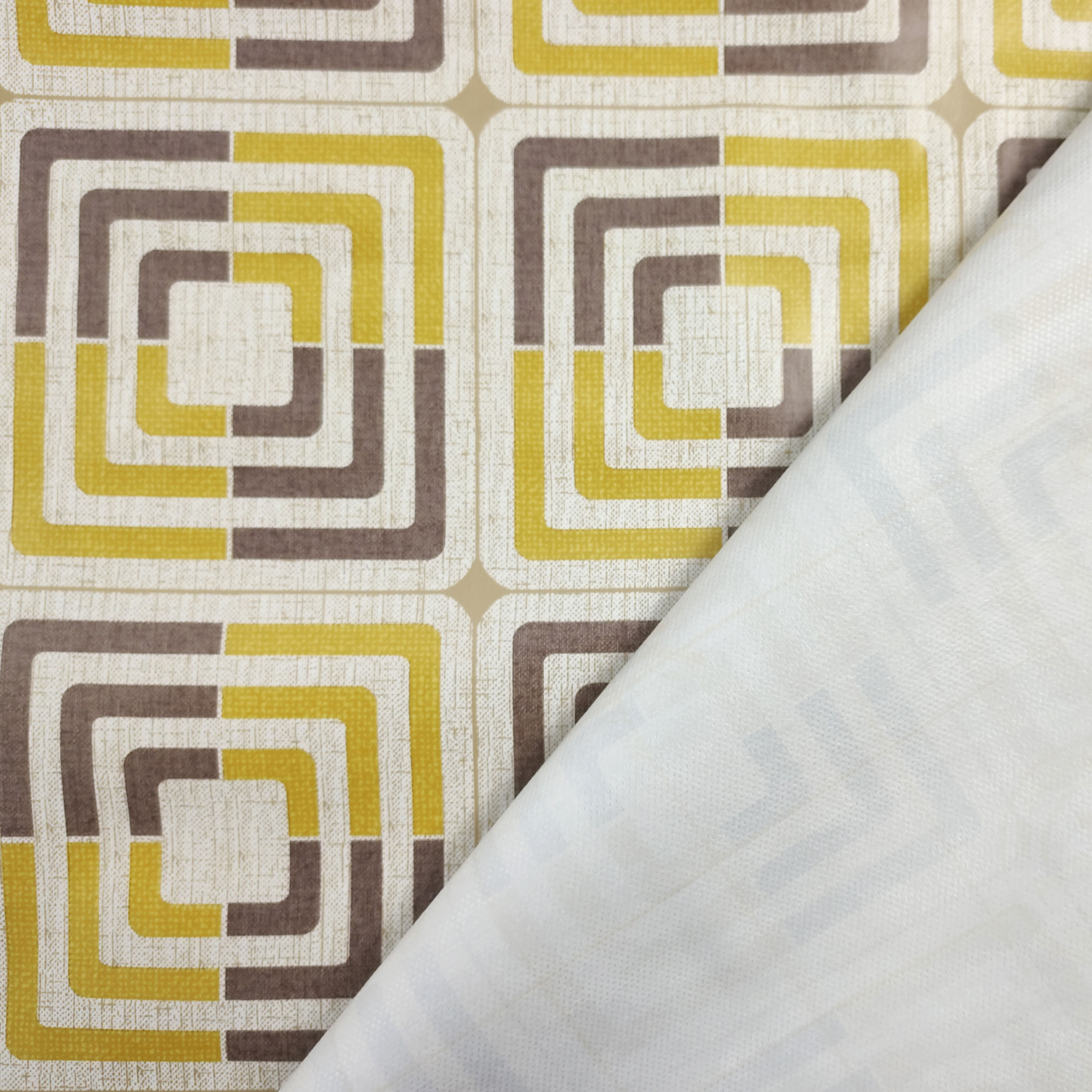 Fabric for Yellow and Brown Geometry Plasticised Tablecloth
