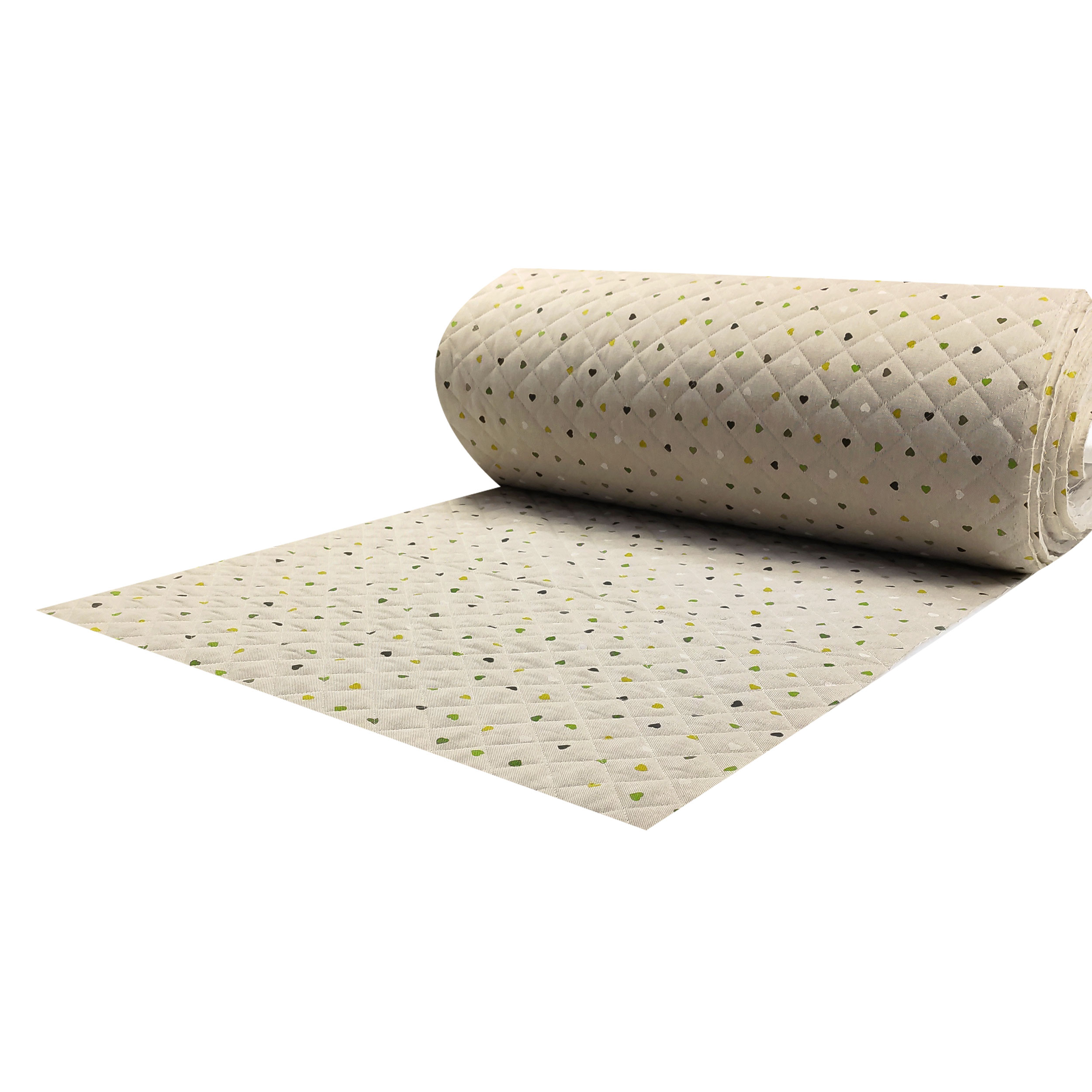 Cuoricini Toni Green Quilted Fabric