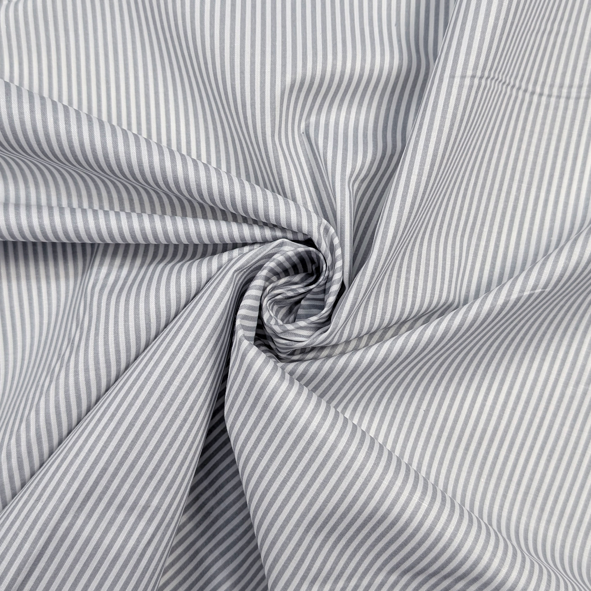 Cotton Sheet Thin Grey Stripes Image
