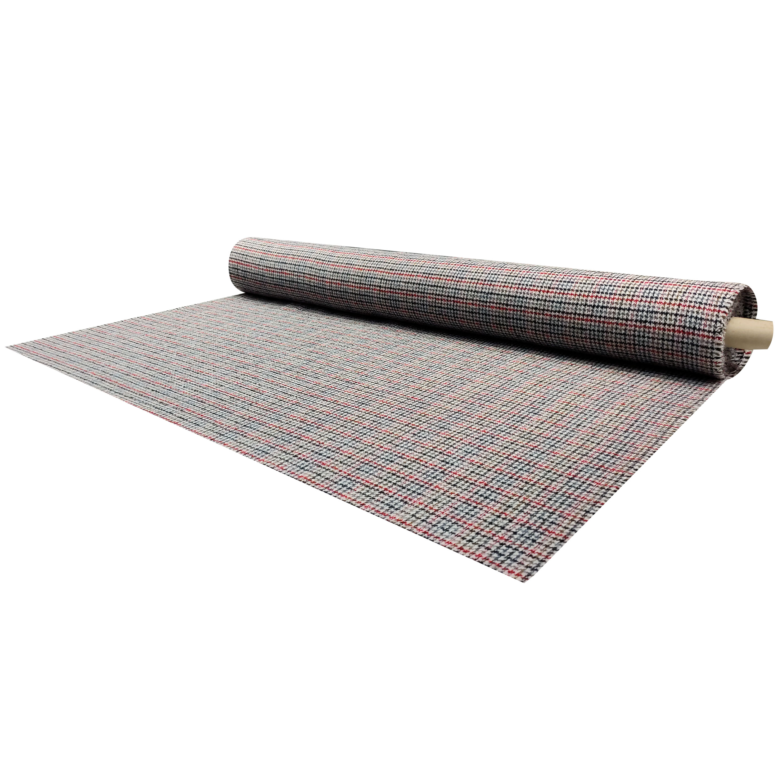 Pied de Poule Tweed de coton mélangé rouge et beige