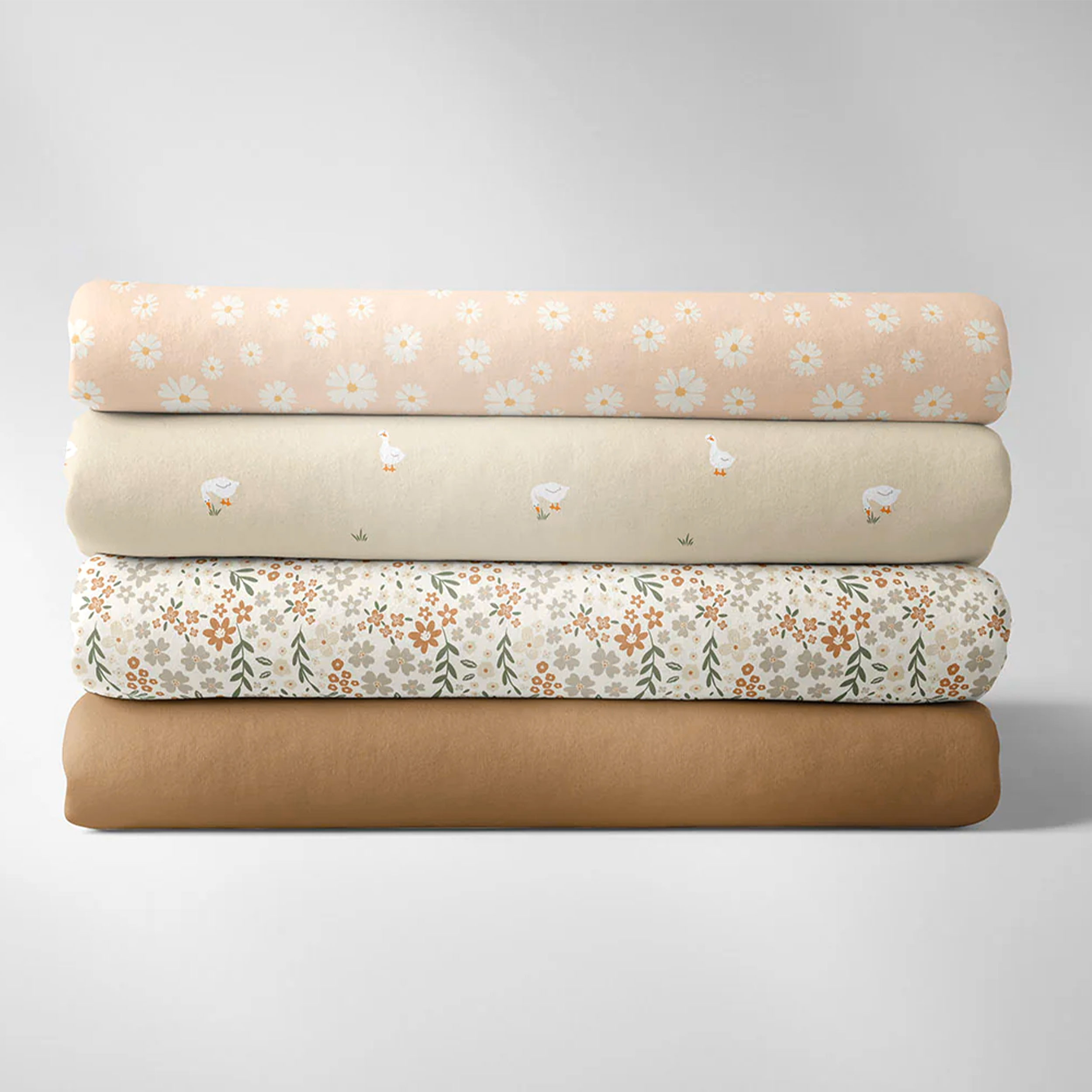 Beige and Cream Flowered Cotton Poplin Image