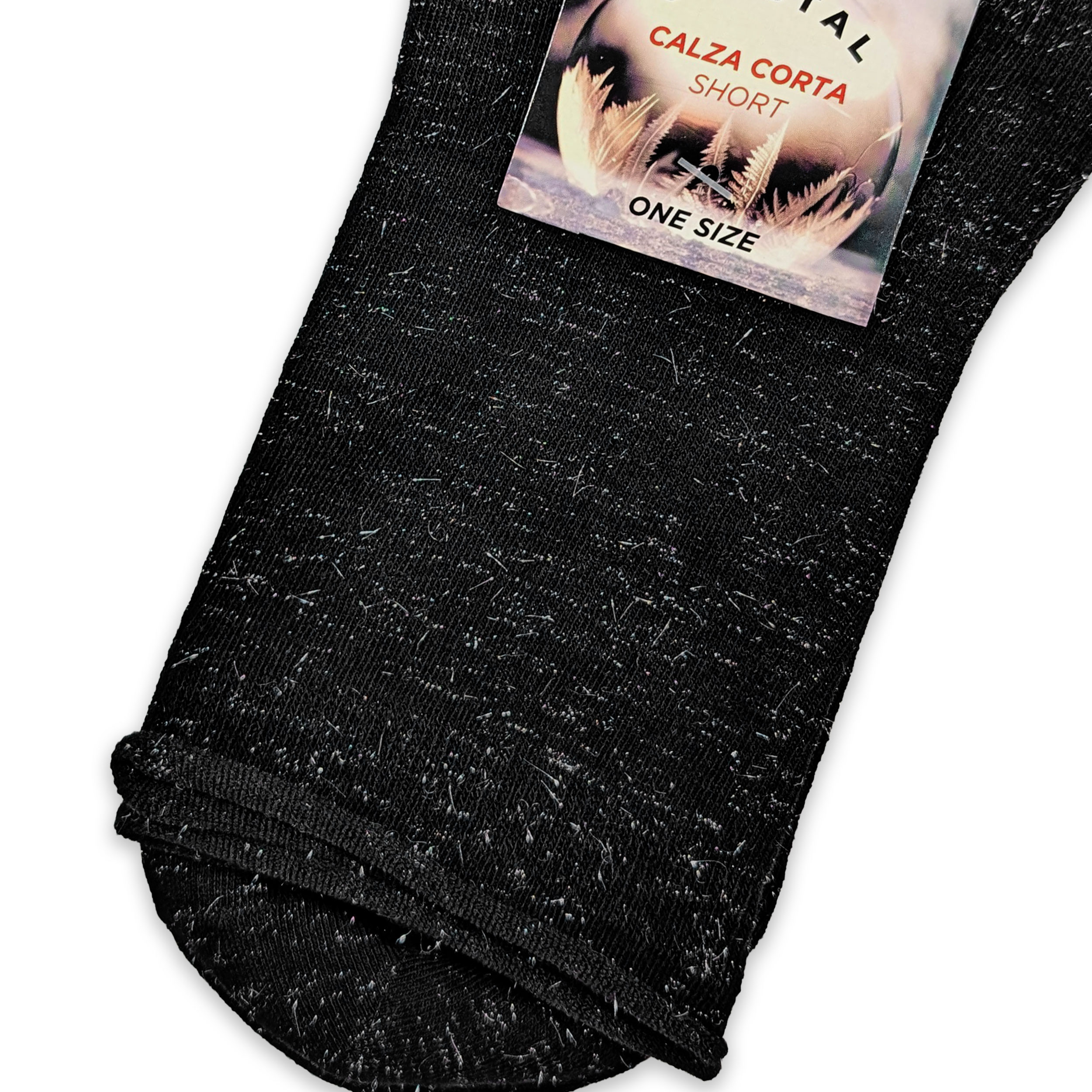Black Lurex Silver Short Socks Image