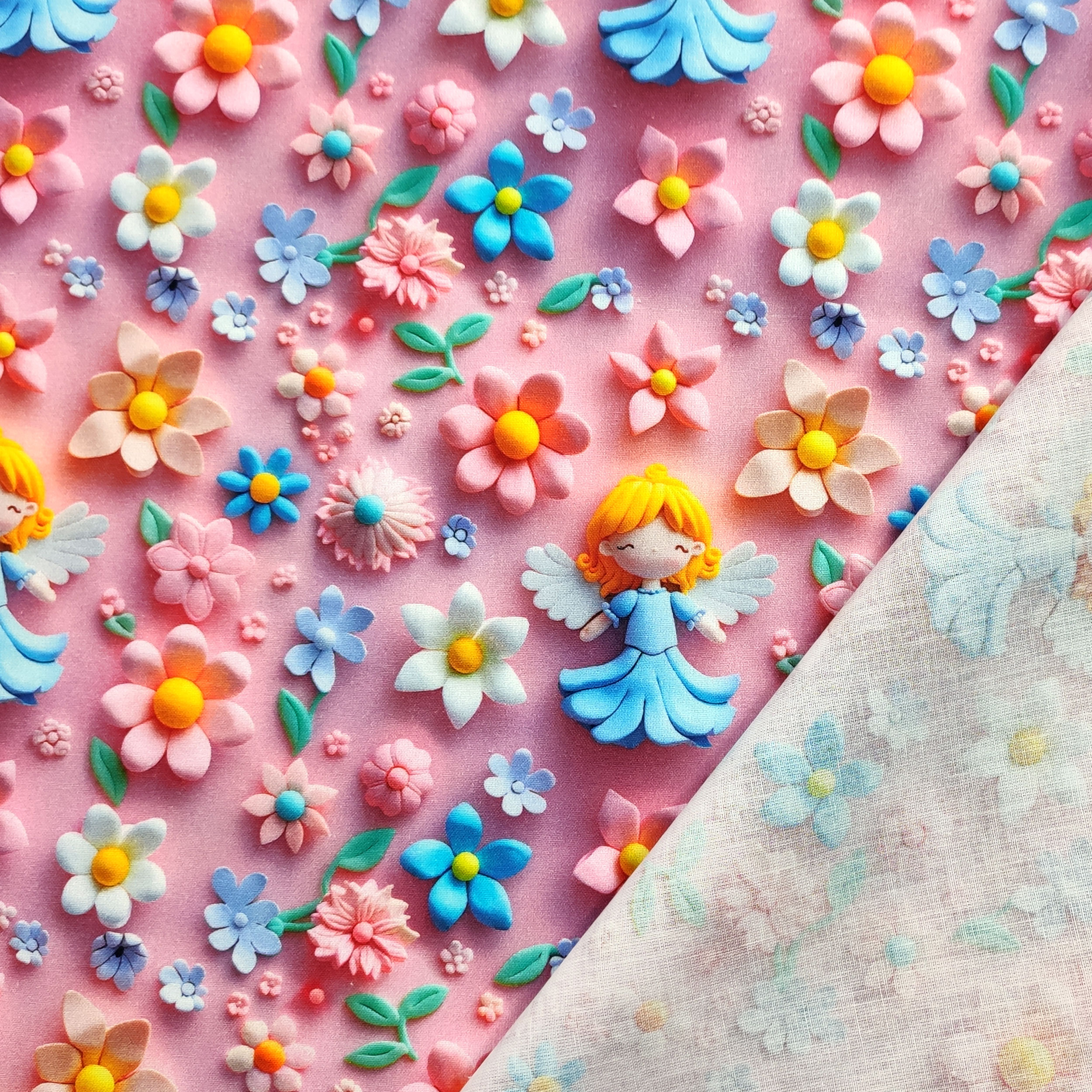Digital Cotton Flowers and Angels