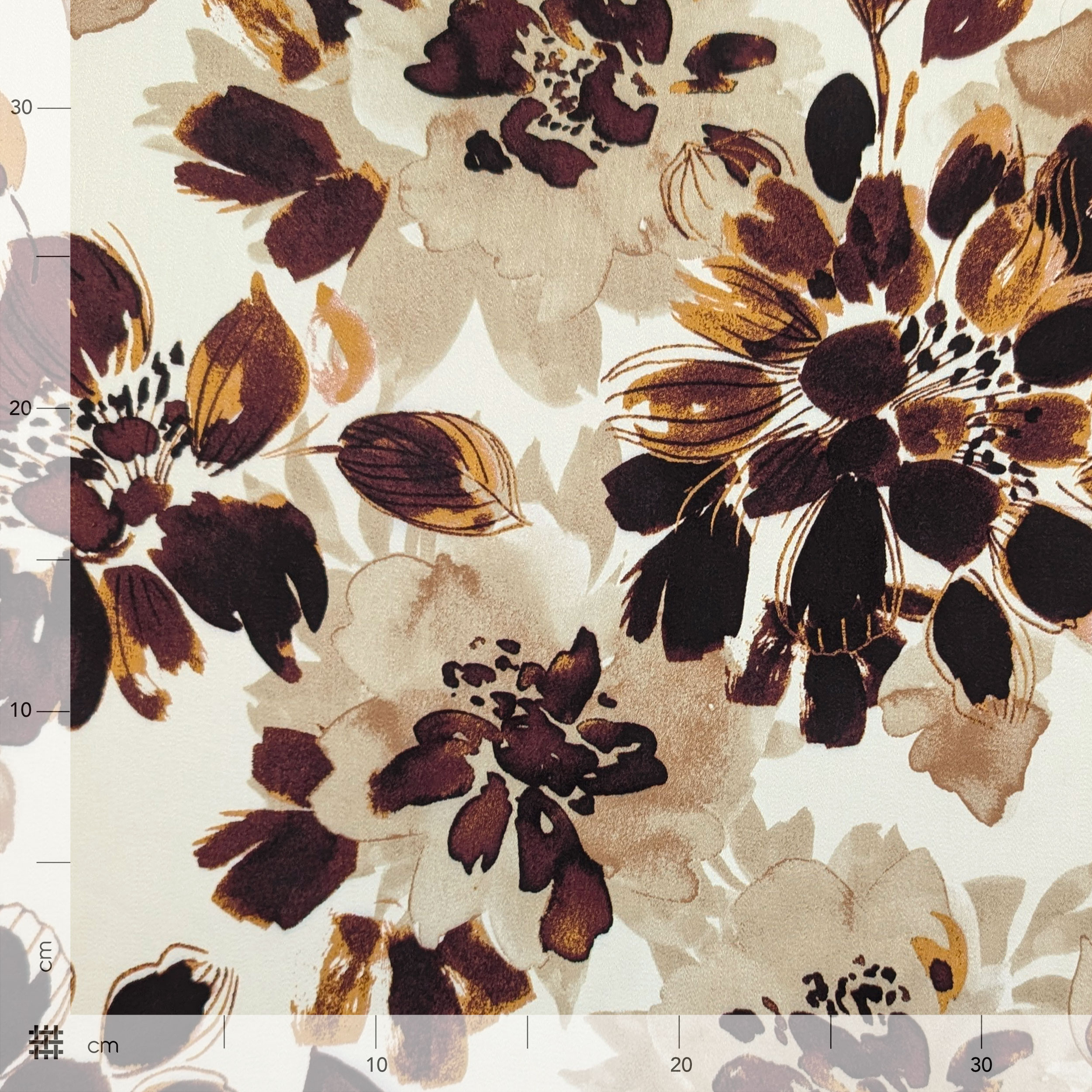 Viscose Fantasy Flowers Leaves Brown Tones Image