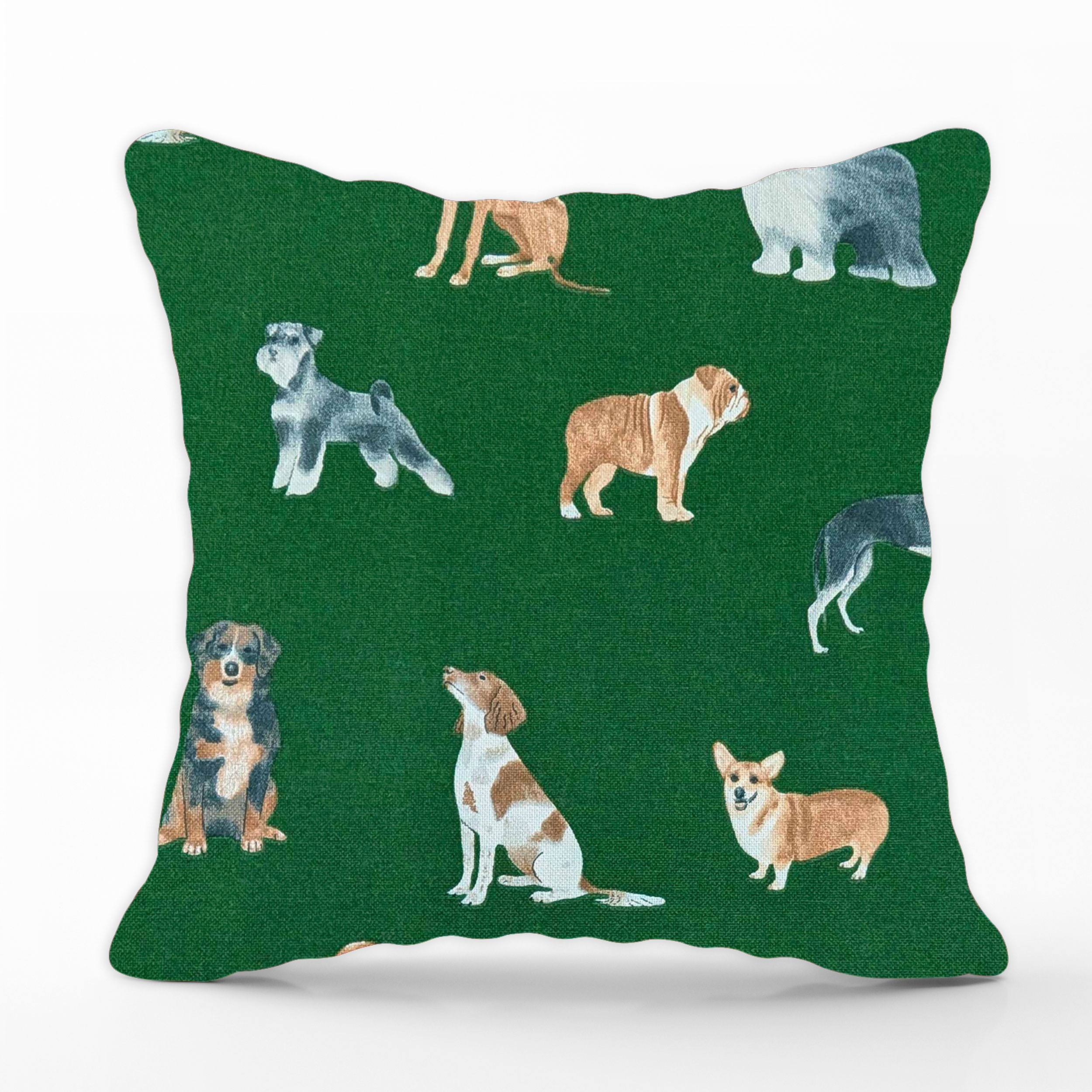 Dog Cushion Pillowcase Green Background Image