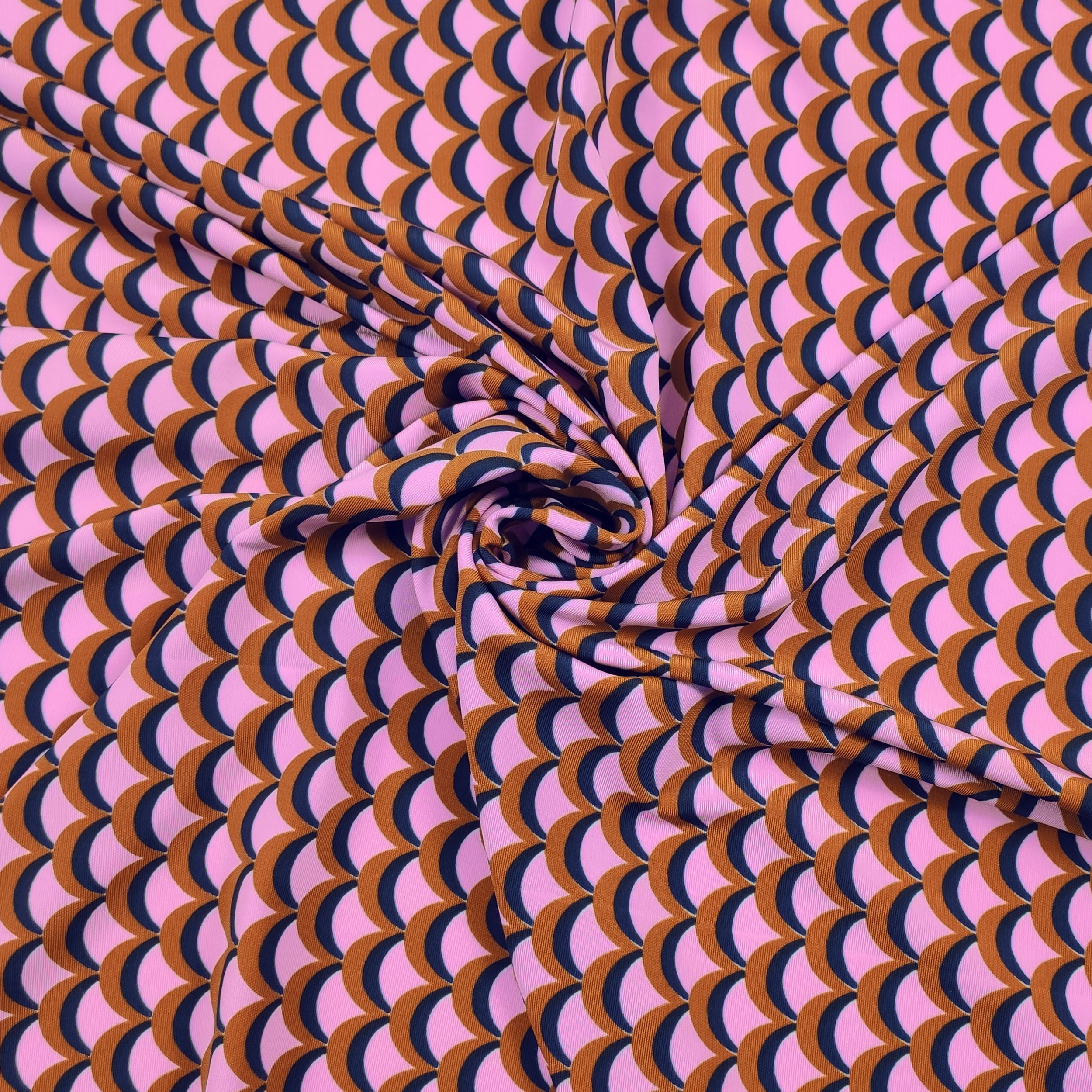 Viscose Silk Jersey Abstract Patterns Pink Brown