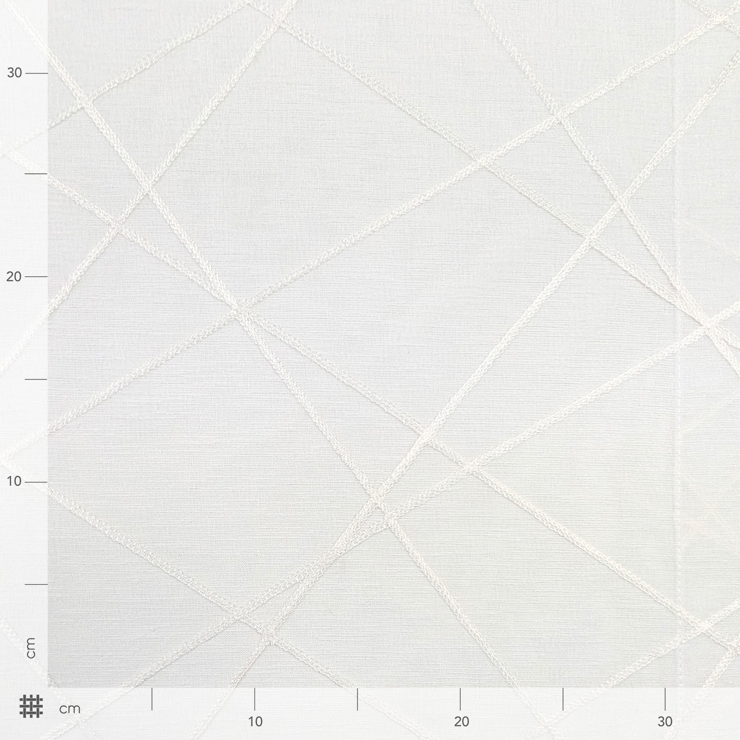 Embroidered White Line Curtain Fabric Image