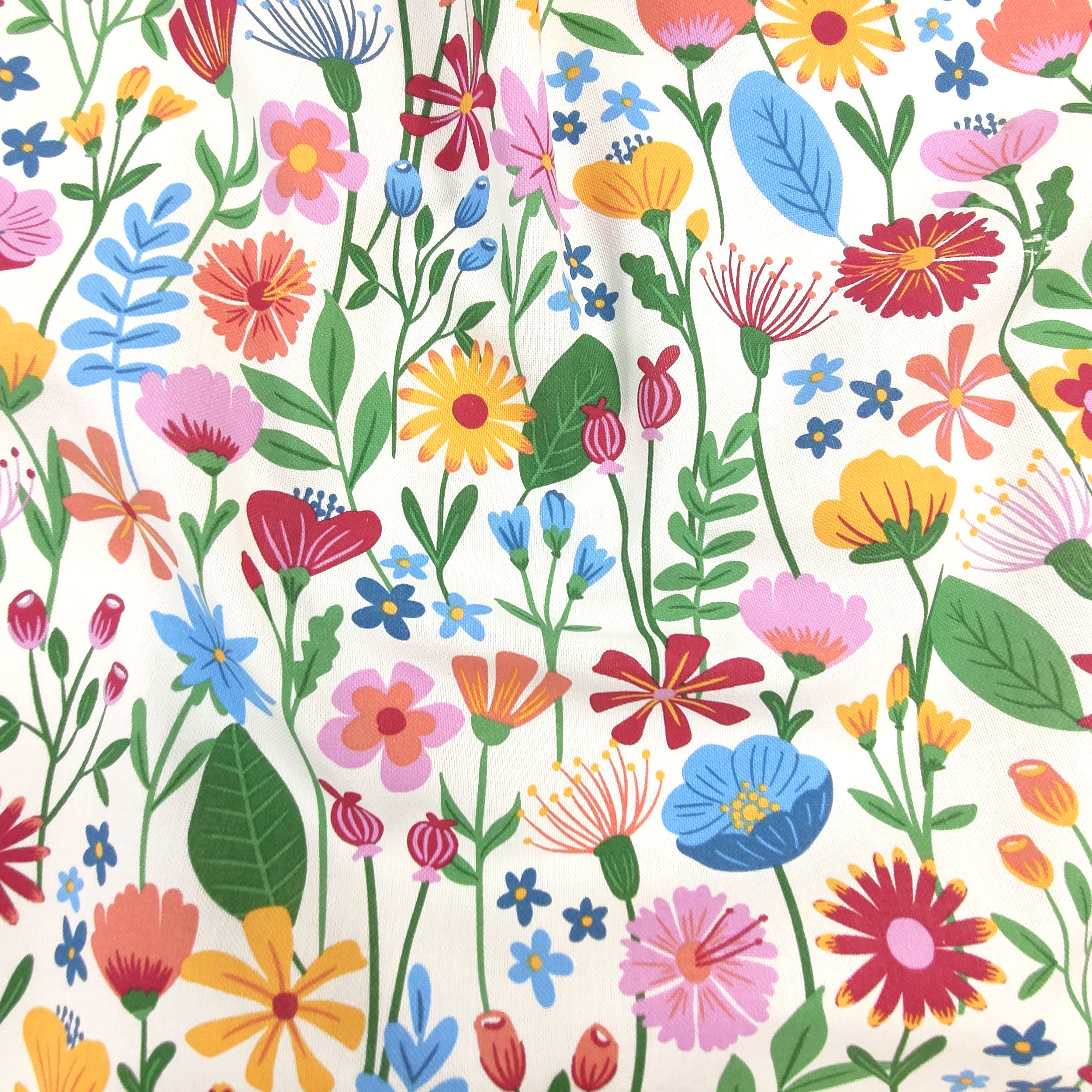 Panama Fabric Coloured Patterned Flowers Image