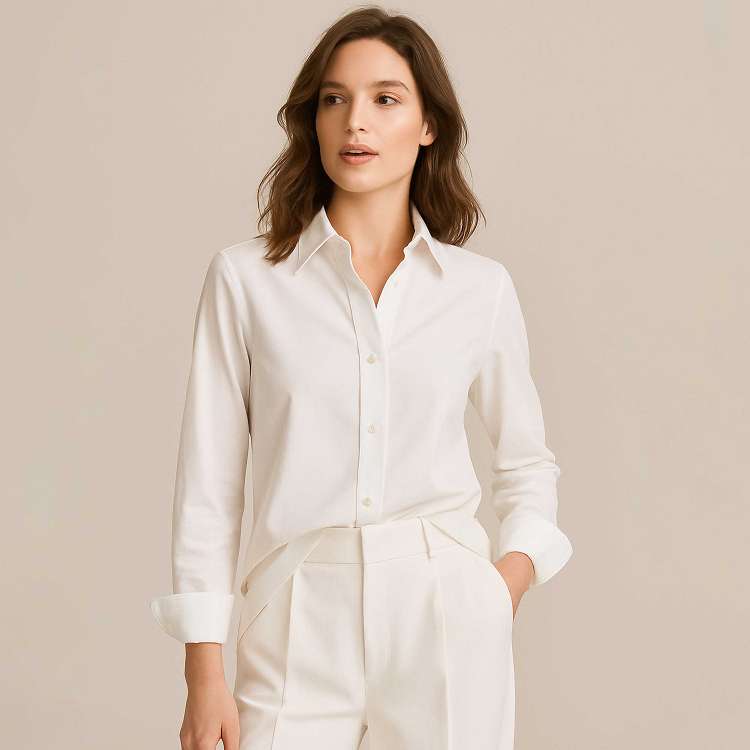 Brennet Swiss No Iron White Shirt Cotton Image