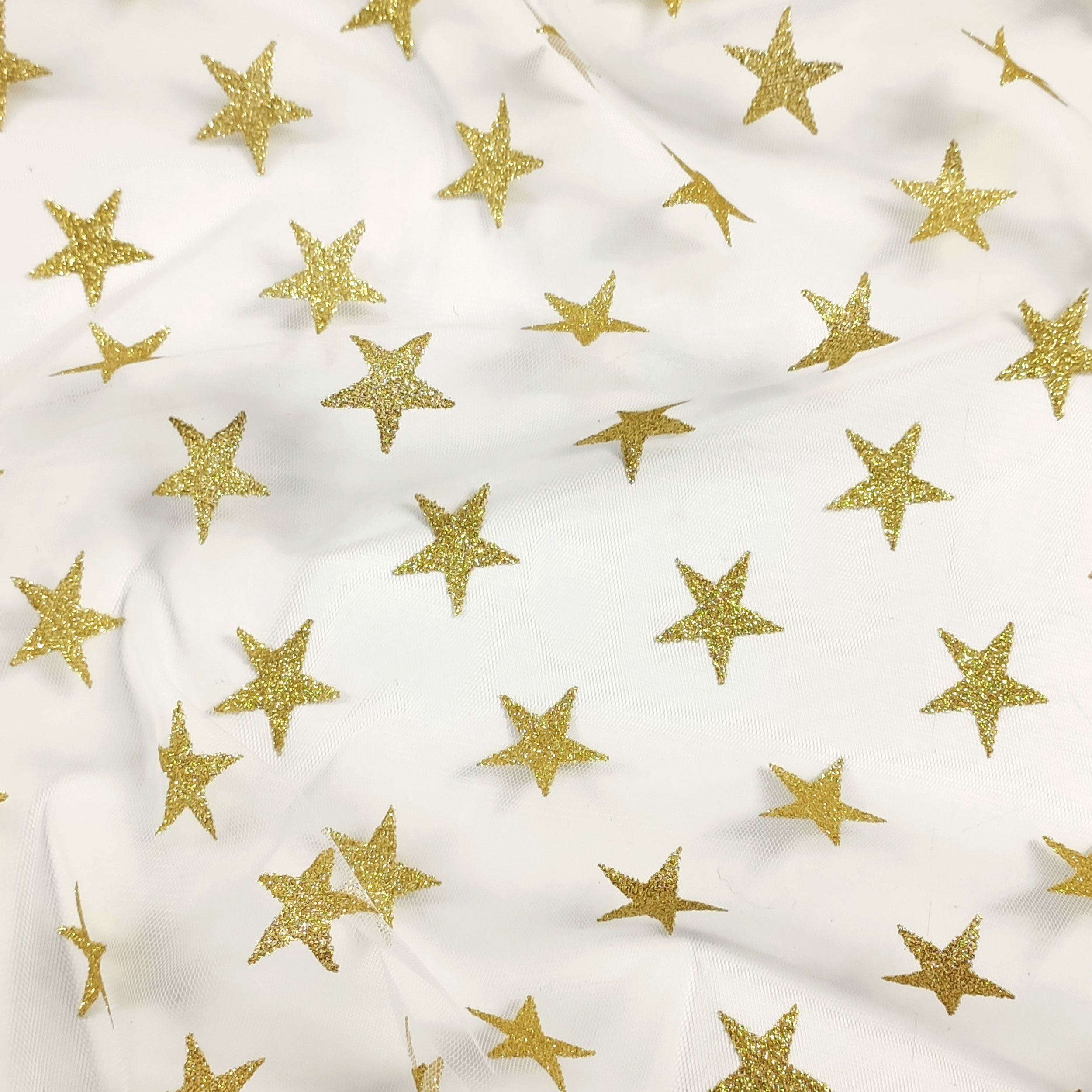 Lurex Sterne Tüll in Gold