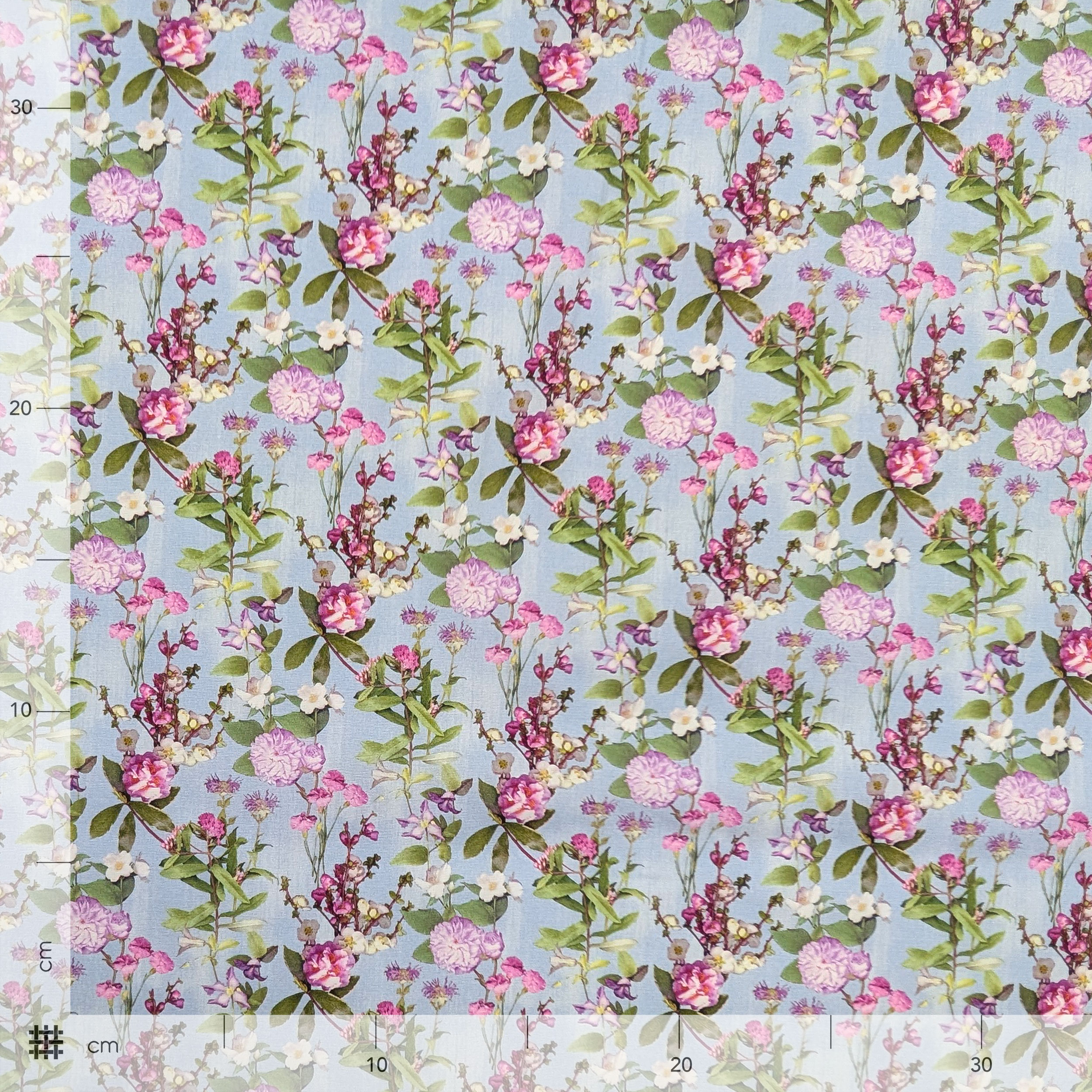 Poplin Cotton Floral Flowers Fuxia and Lilac Image