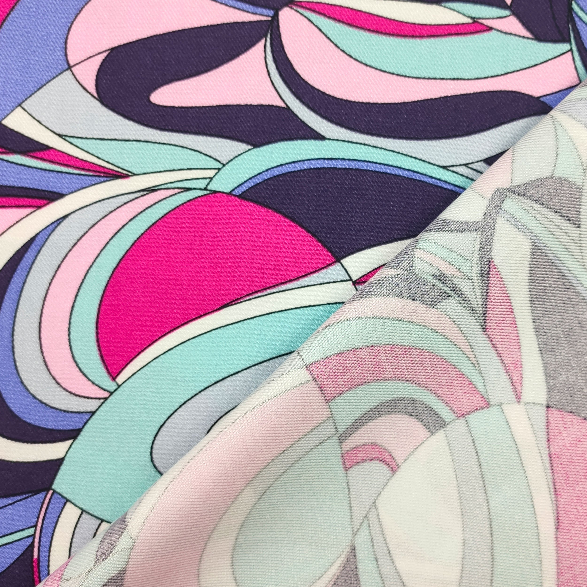 Dressmaking Printed Viscose Twill - Abstract Pink Design Image