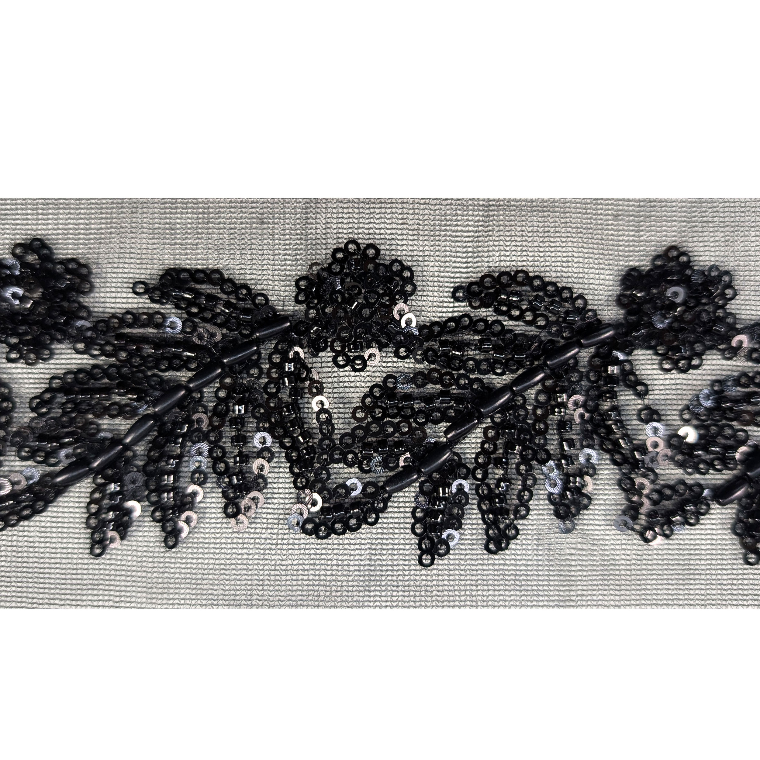 Trimmings Tulle Leaves Sequins and Beads Black Image