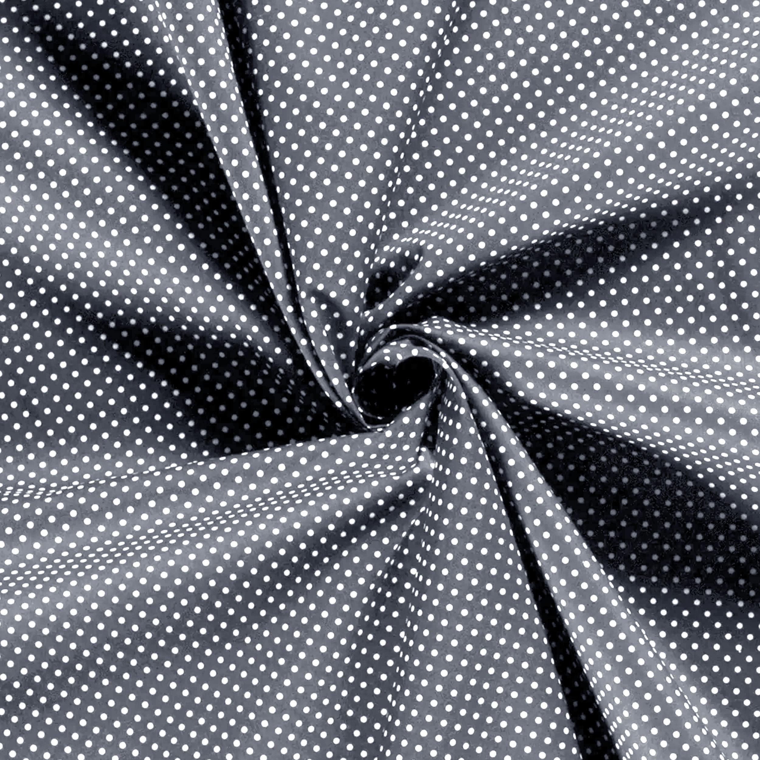 Tissu de coton gris à pois blancs