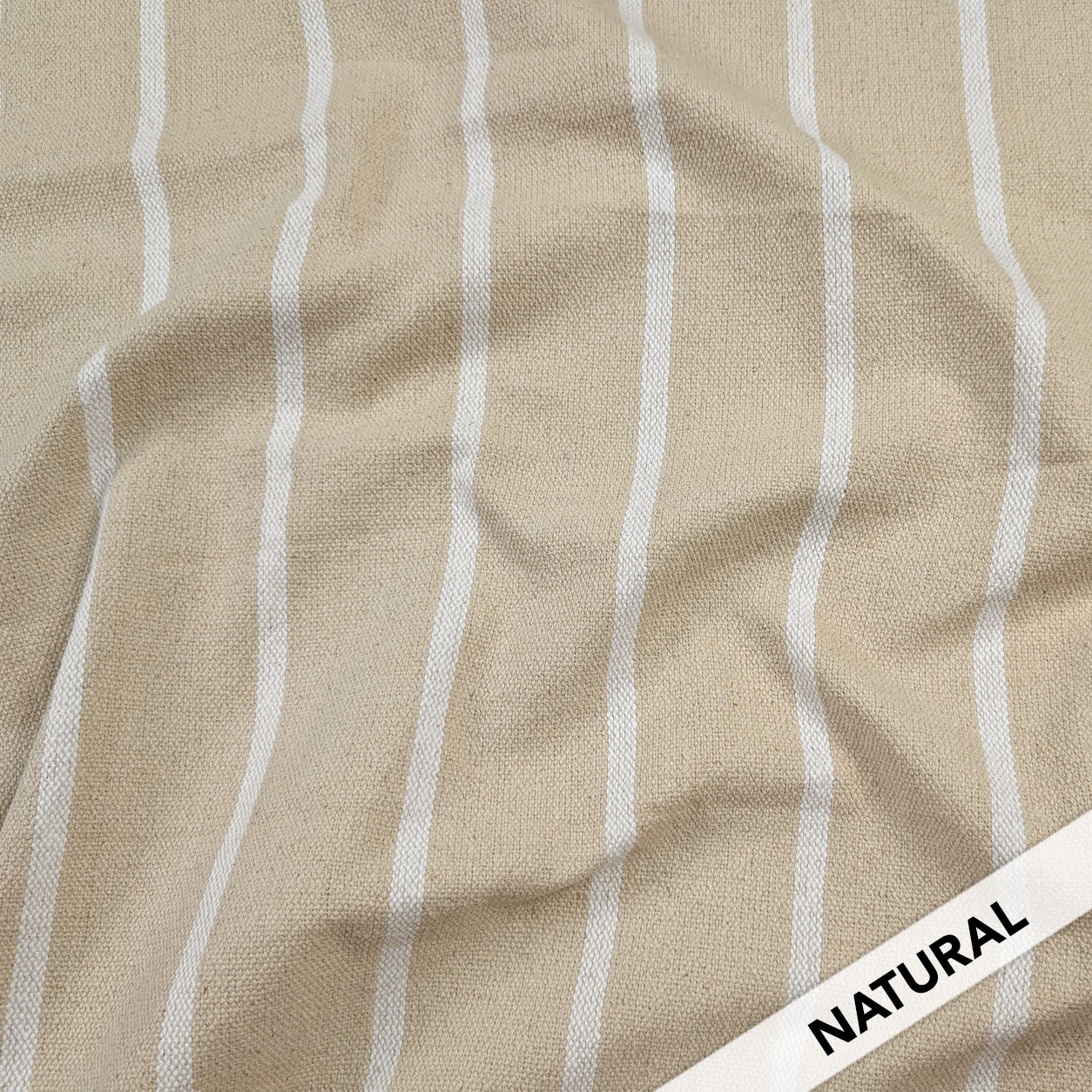 Natural Linen Cotton White Stripes Furnishing Image