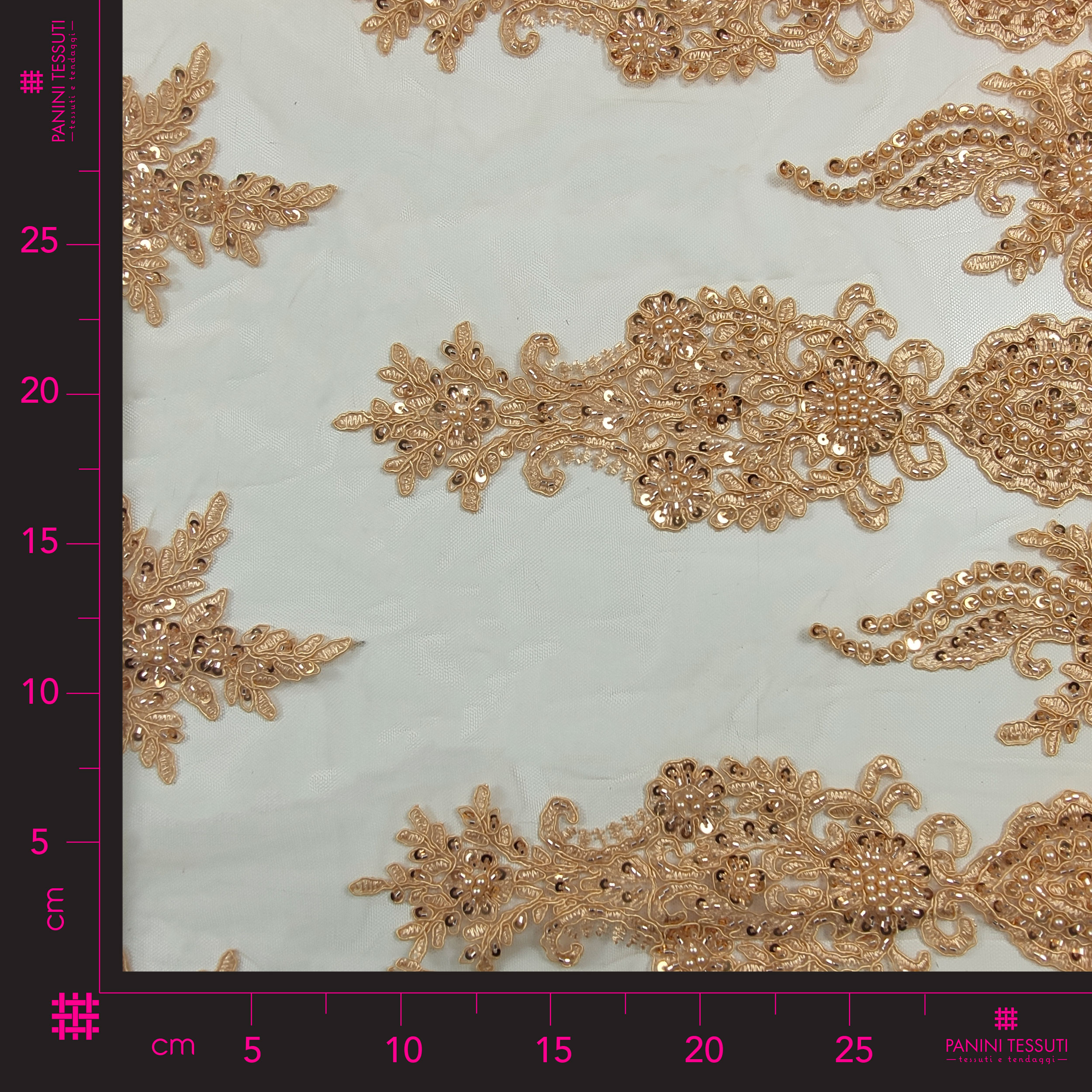High Fashion Beaded Double Edge Floral Lace - Gold