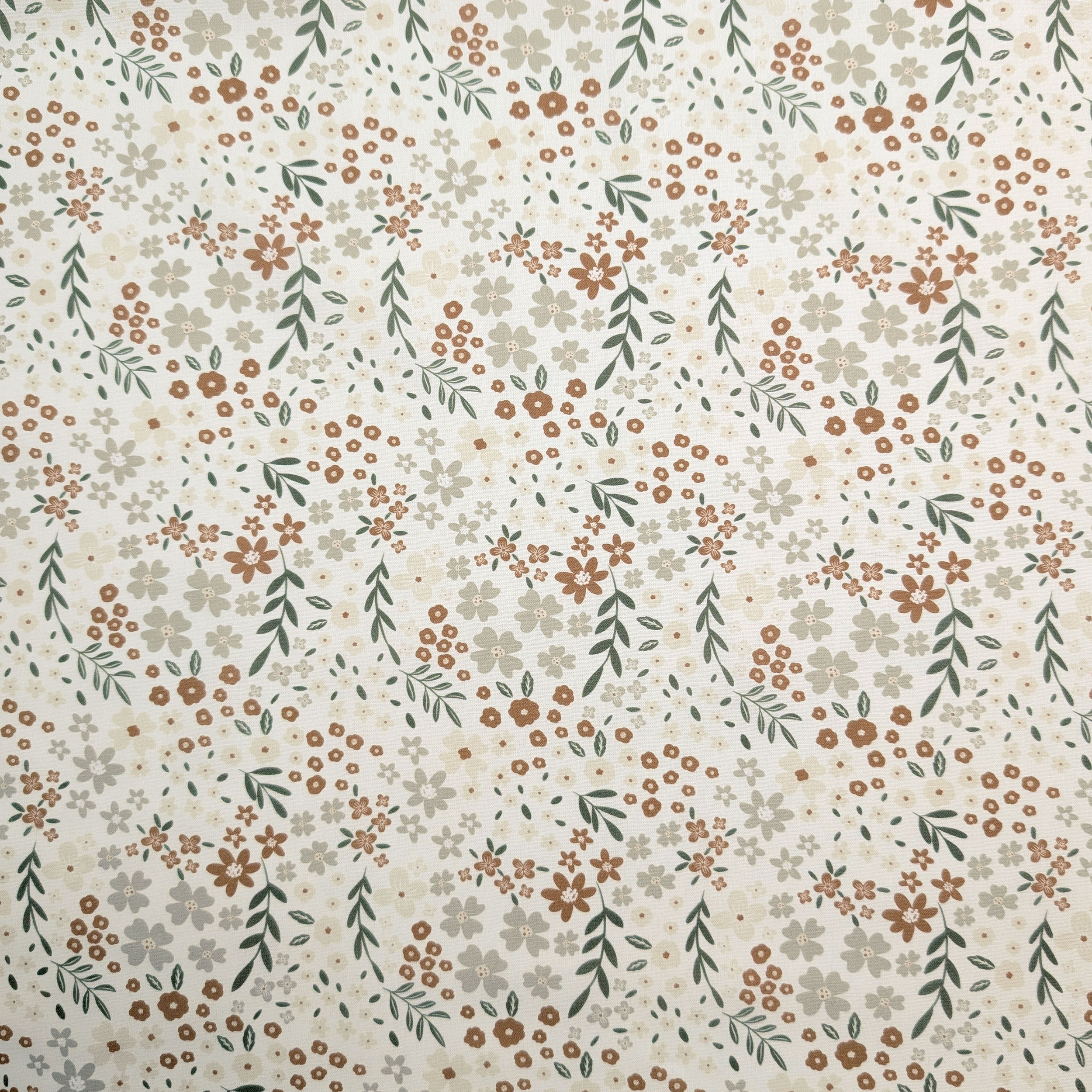 Beige and Cream Flowered Cotton Poplin Image