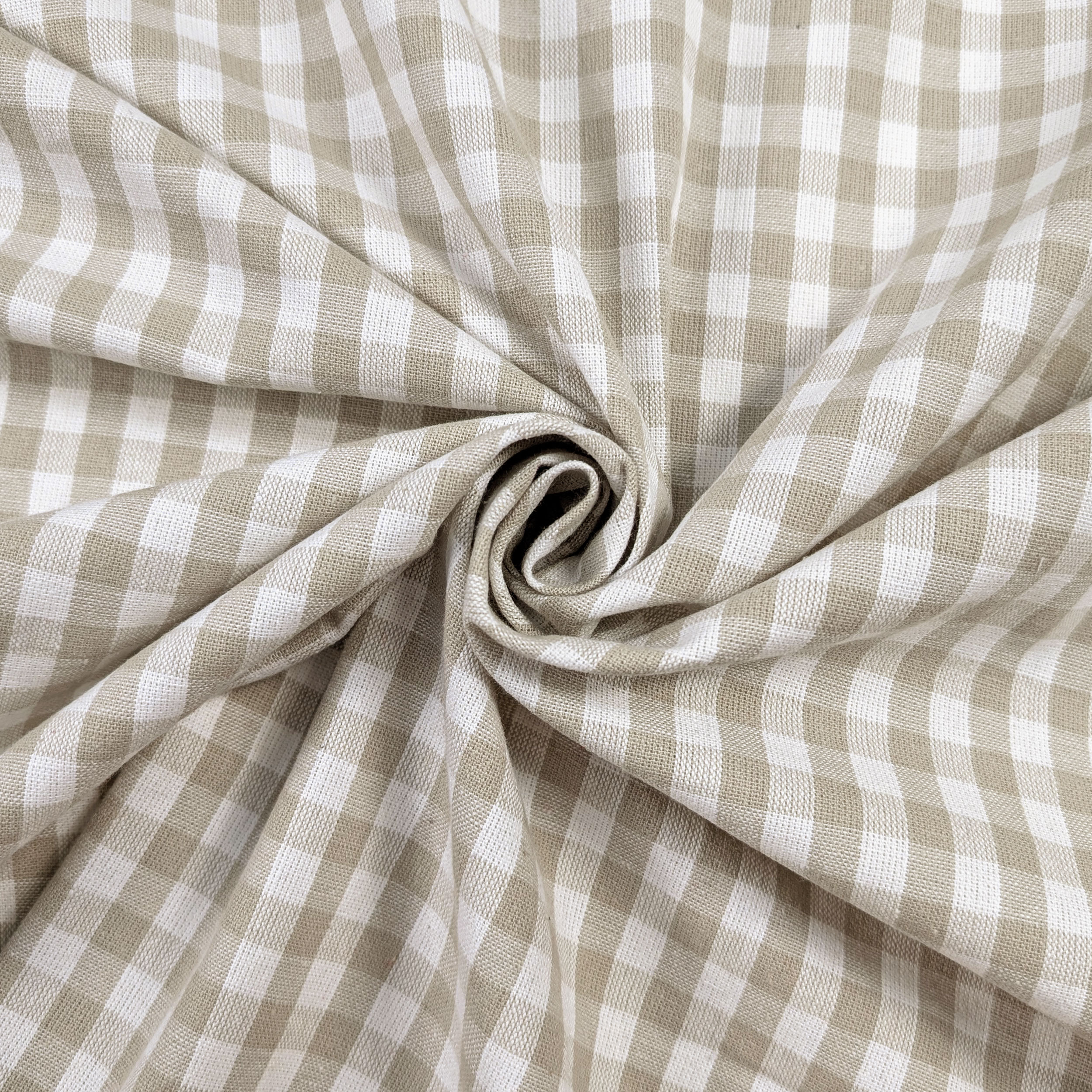 Washed Cotton Yarn Dyed Check Beige Image