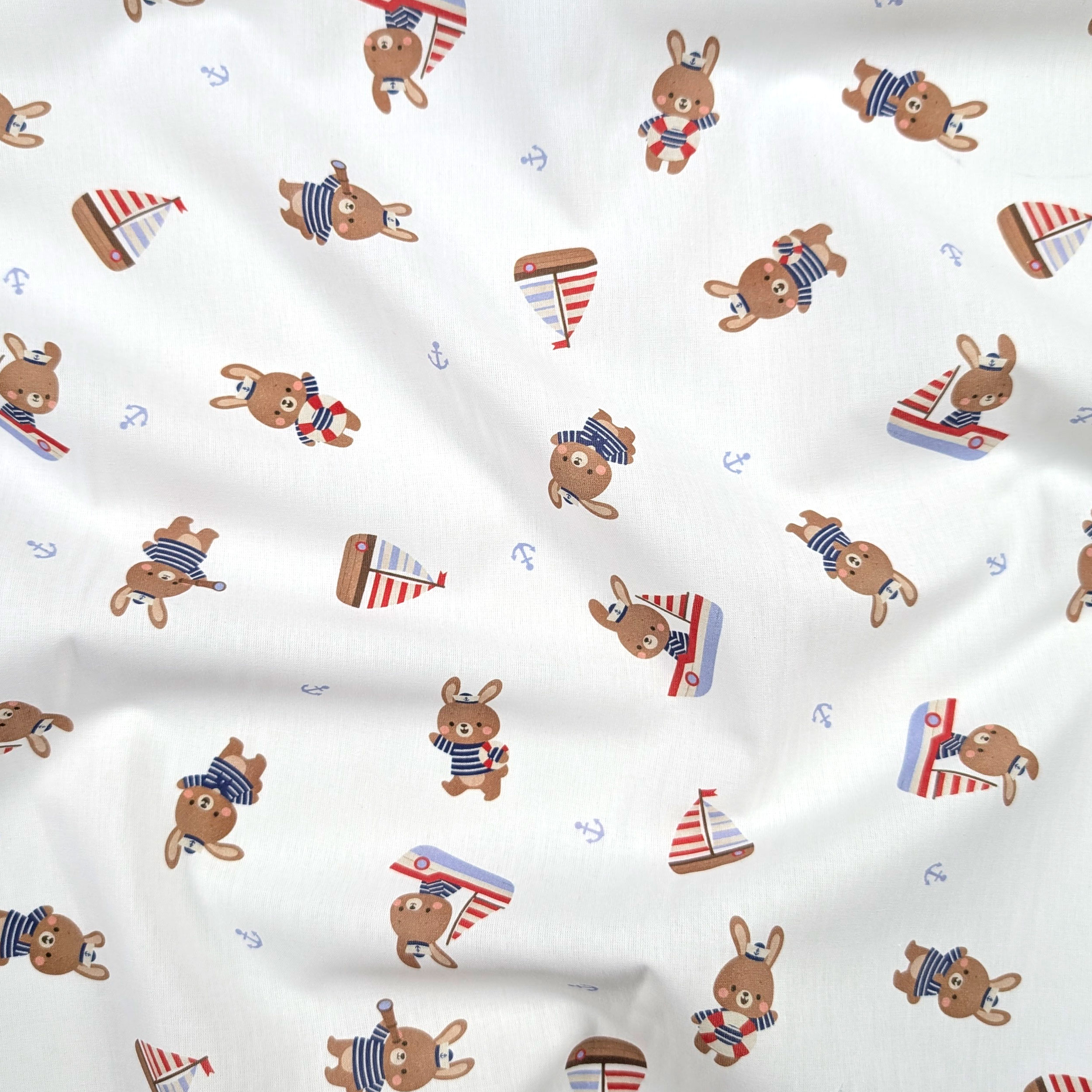 Percale Cotton: Bunnies in a Boat Image