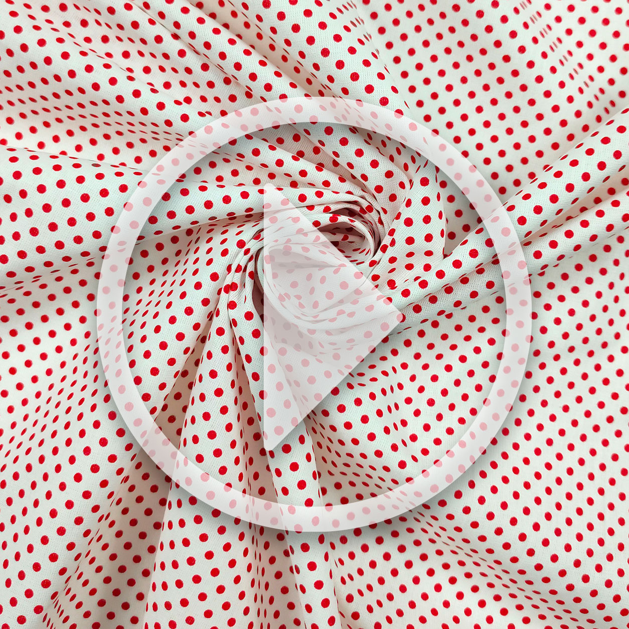Cotton Fabric White Red Polka Dot Image
