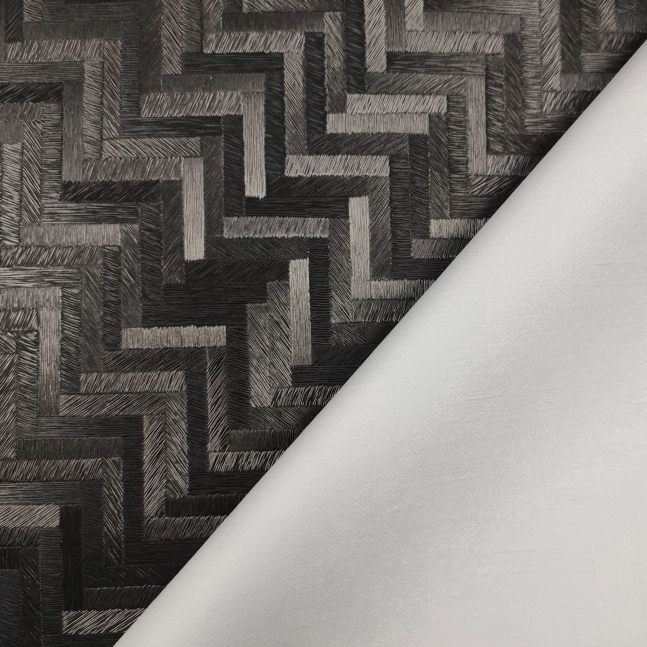 Tissu pour nappe plastifiée Géométrie des lignes Noir Image
