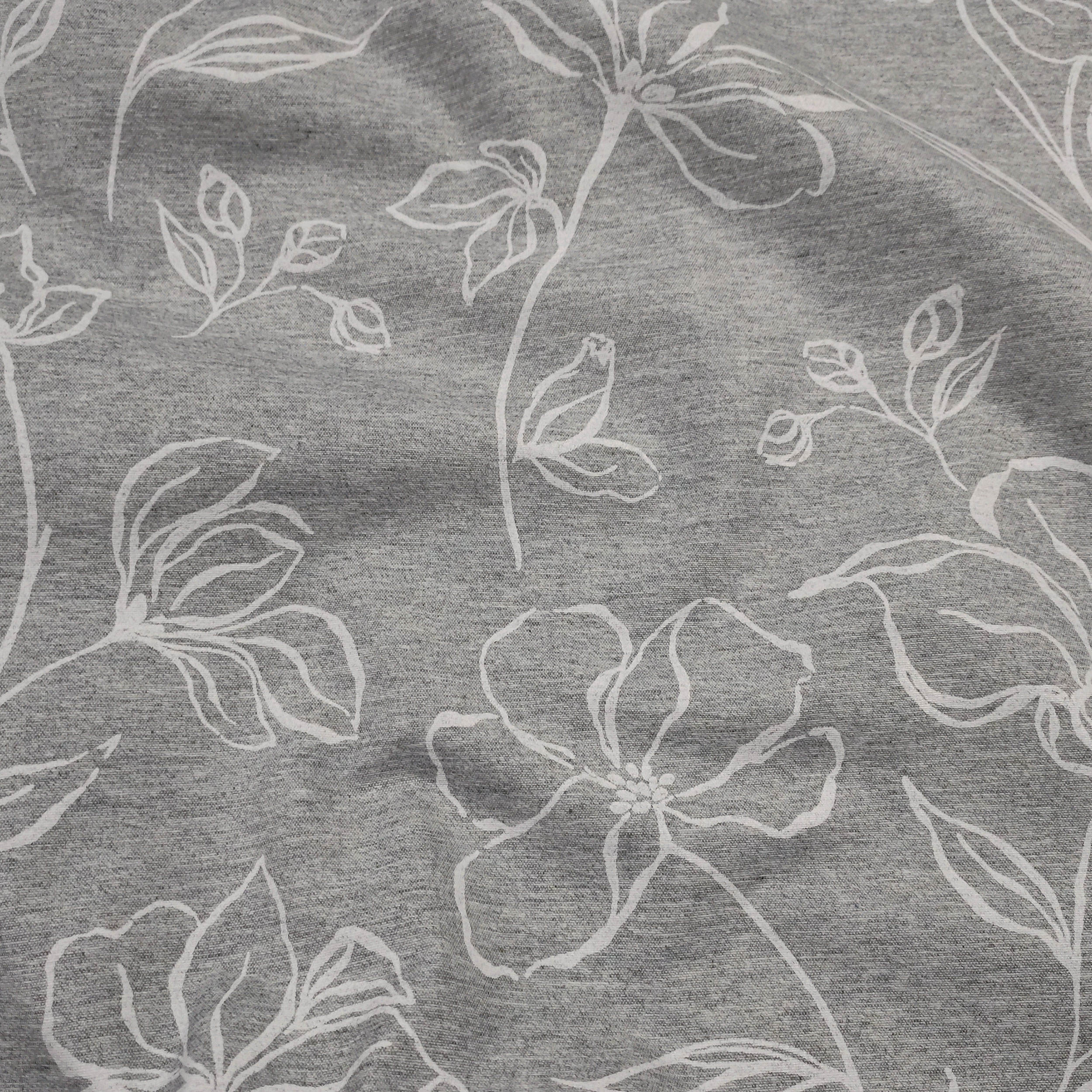 Grey Resin Tablecloth Fabric White Flowers Image