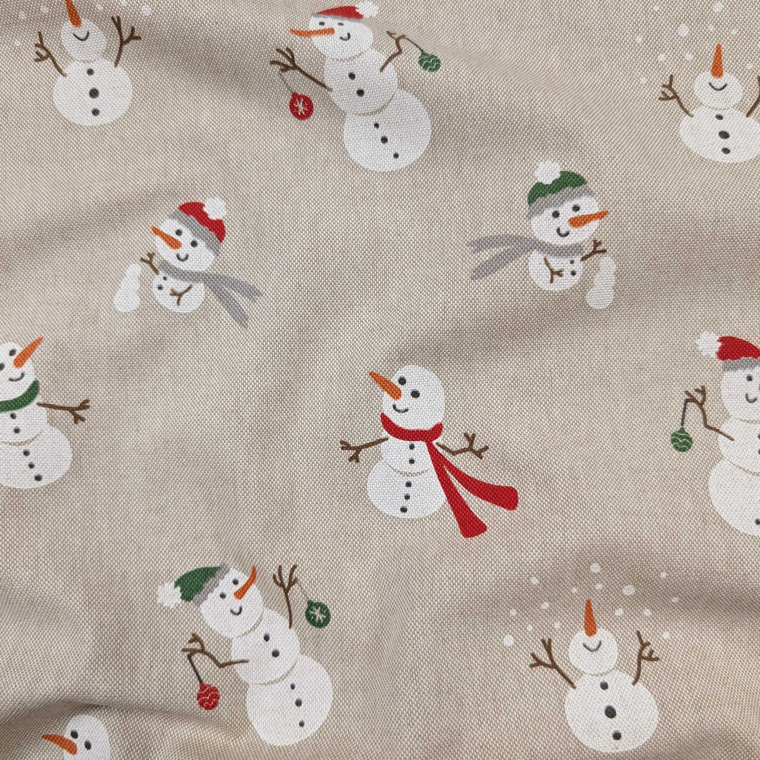 Panama fabric with snowman pattern Image