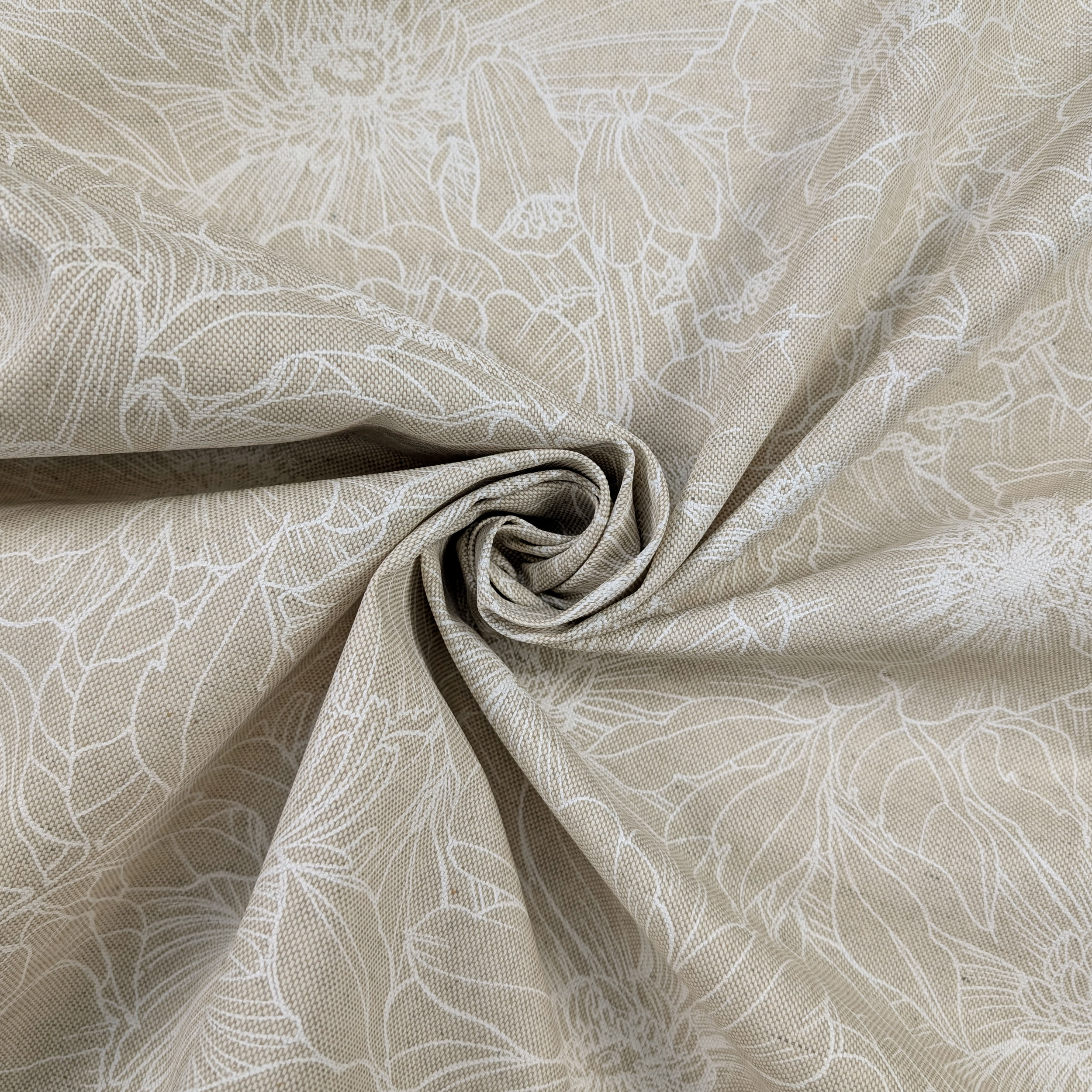 Fabric for Resin Tablecloth Modern White Flowers Image