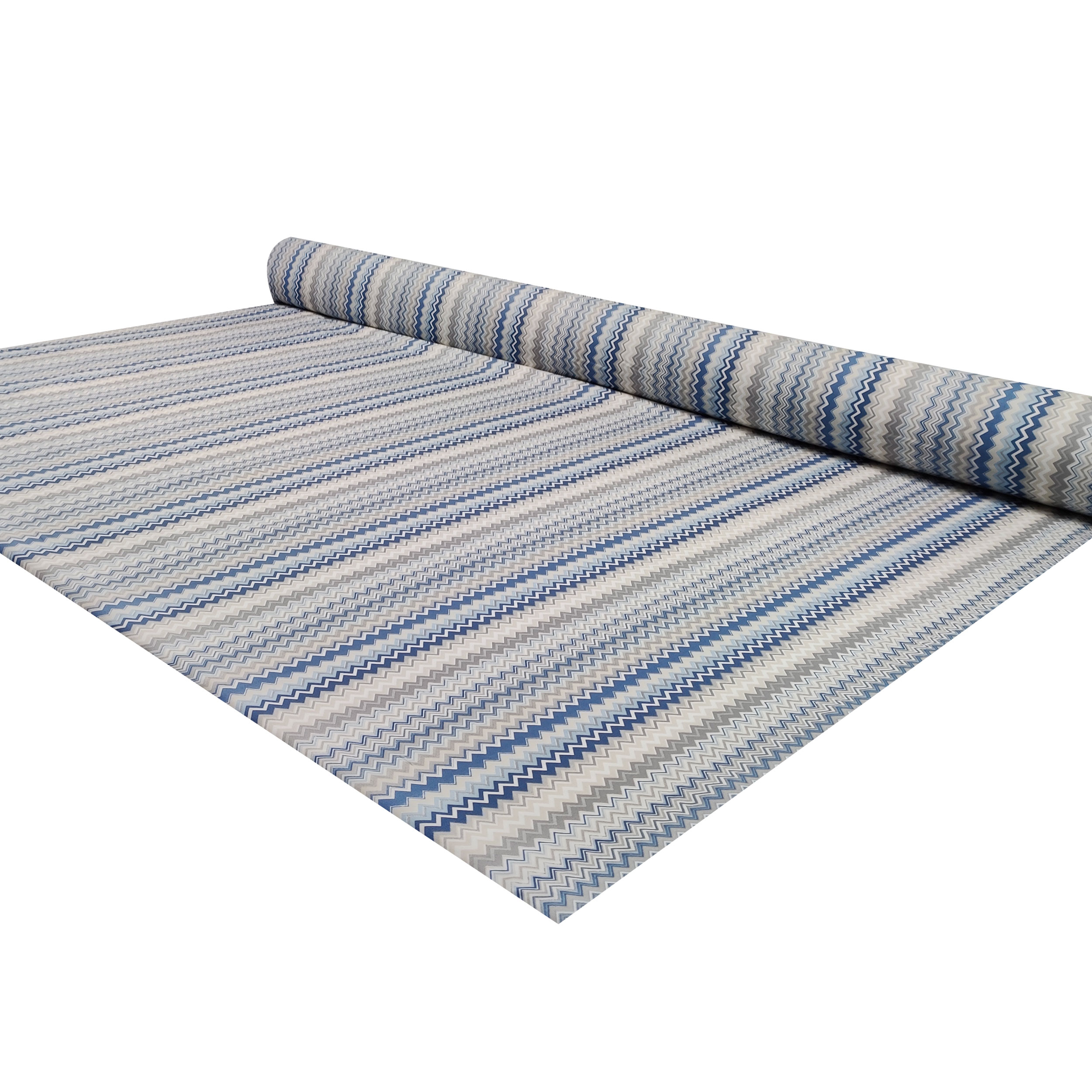 Tessuto di Cotone Zig Zag Multicolor Toni del Blu