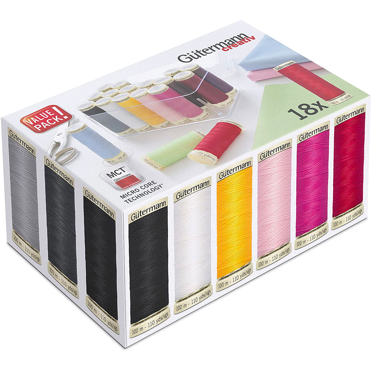 Carretes Gutermann 18 carretes con caja transparente