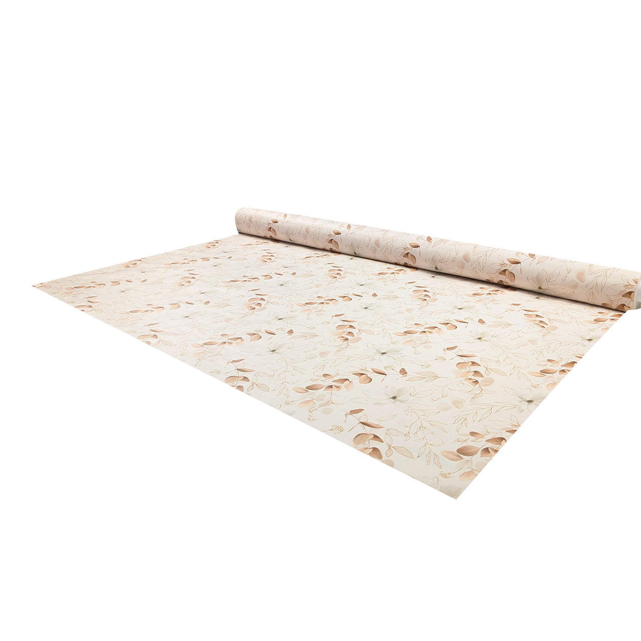 Fabric for Soft Plasticised Tablecloth Branches and Flowers Beige Image