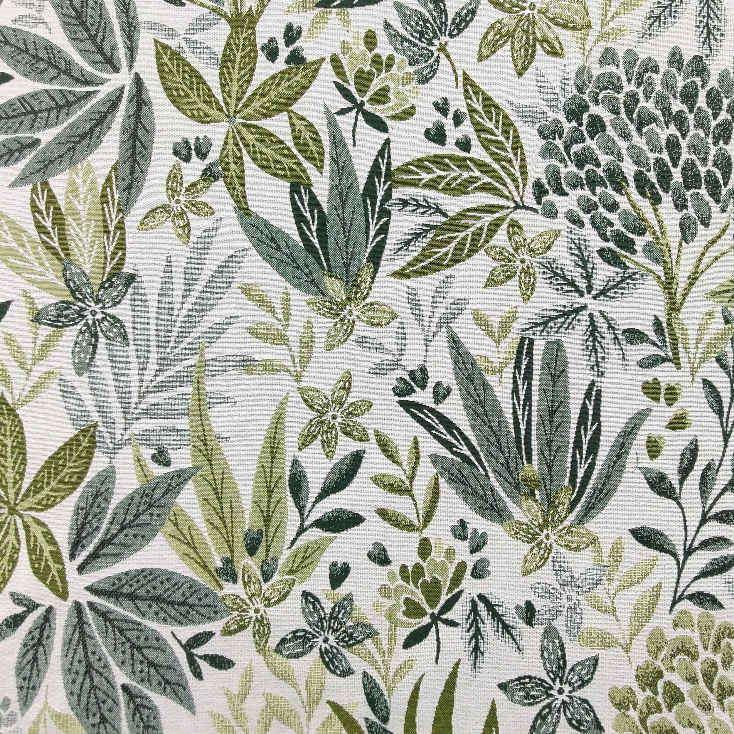 Flores de jacquard y hojas verdes